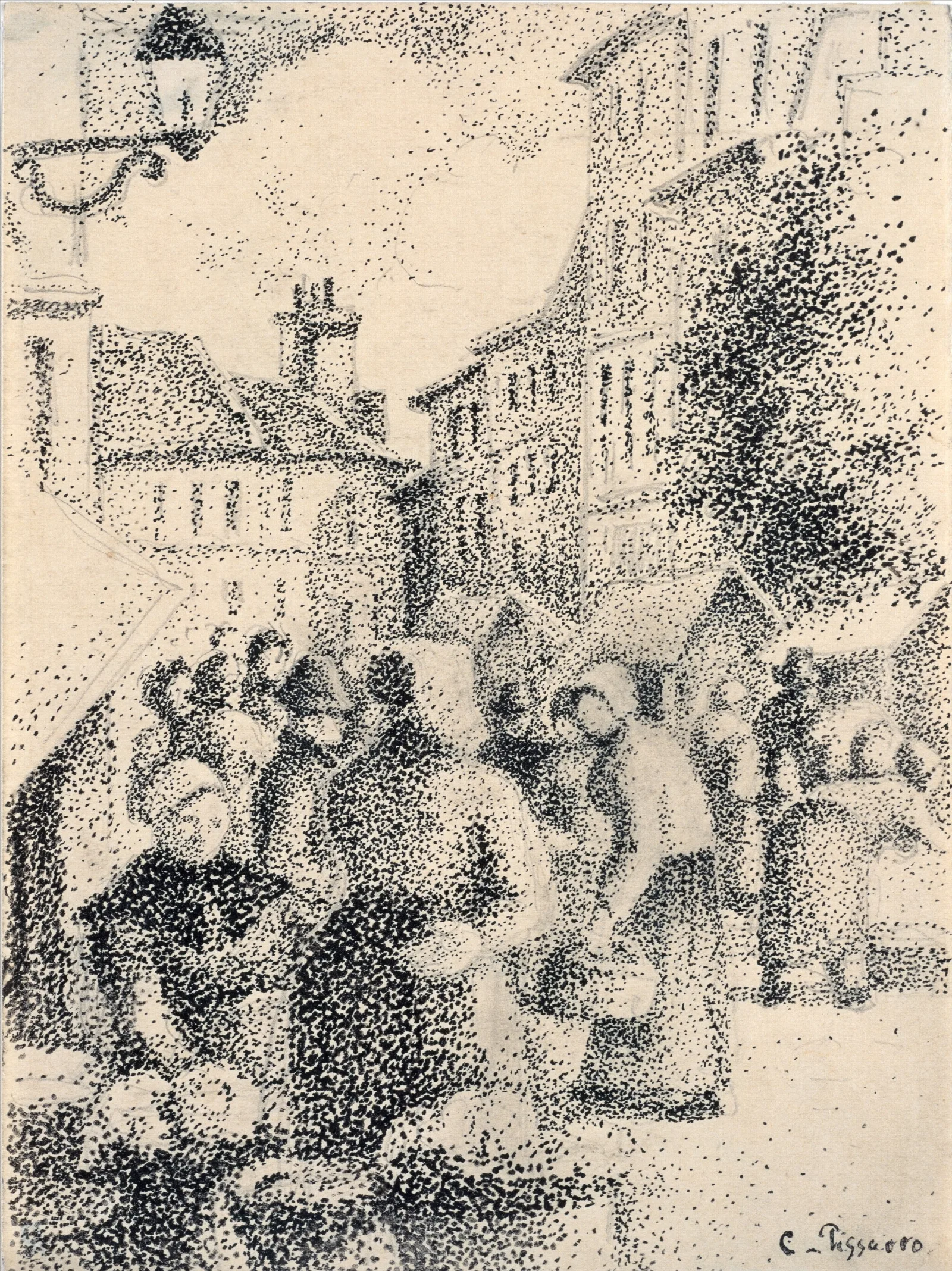 Marketplace In Pontoise Wall Art by Camille Pissarro - Canvas Print