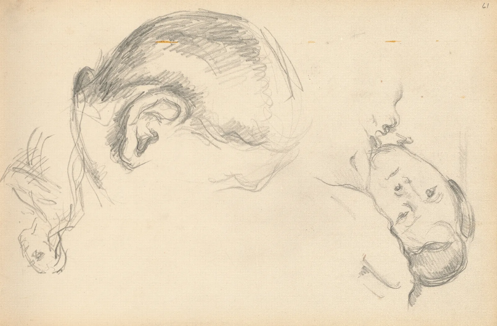 Three Heads One Of Madame Cezanne Wall Art by Paul Cézanne - Canvas Print