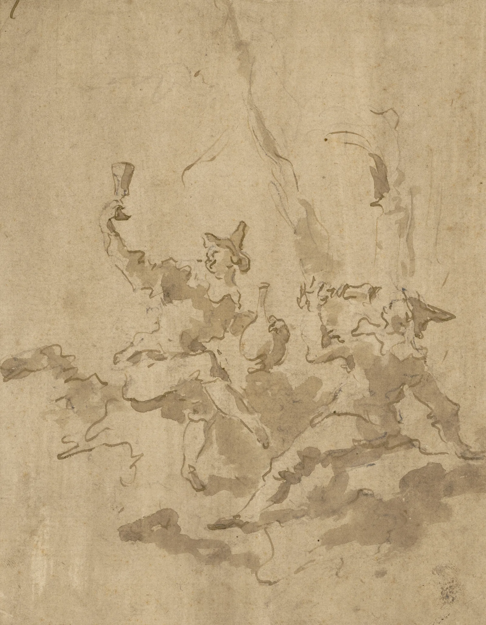 Two Drinking Men Wall Art by Francesco Guardi - Canvas Print