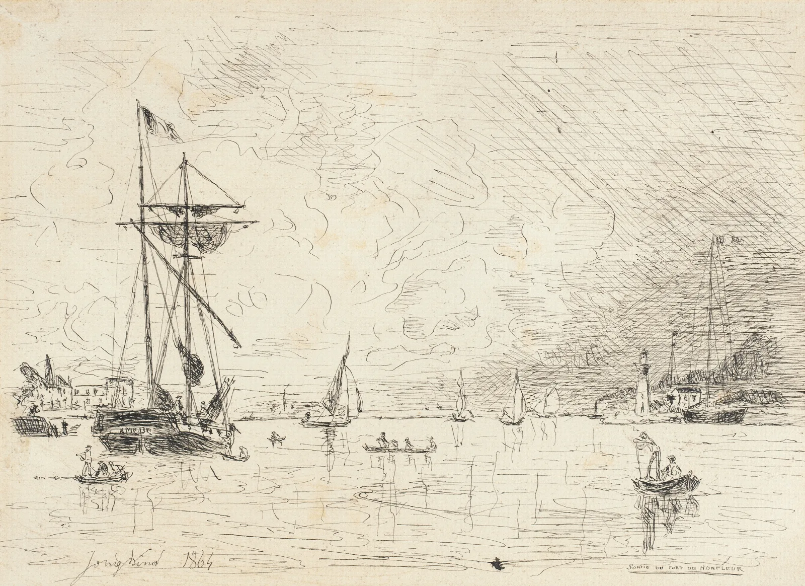 Departure From The Port Of Honfleur Wall Art by Johan Barthold Jongkind - Canvas Print