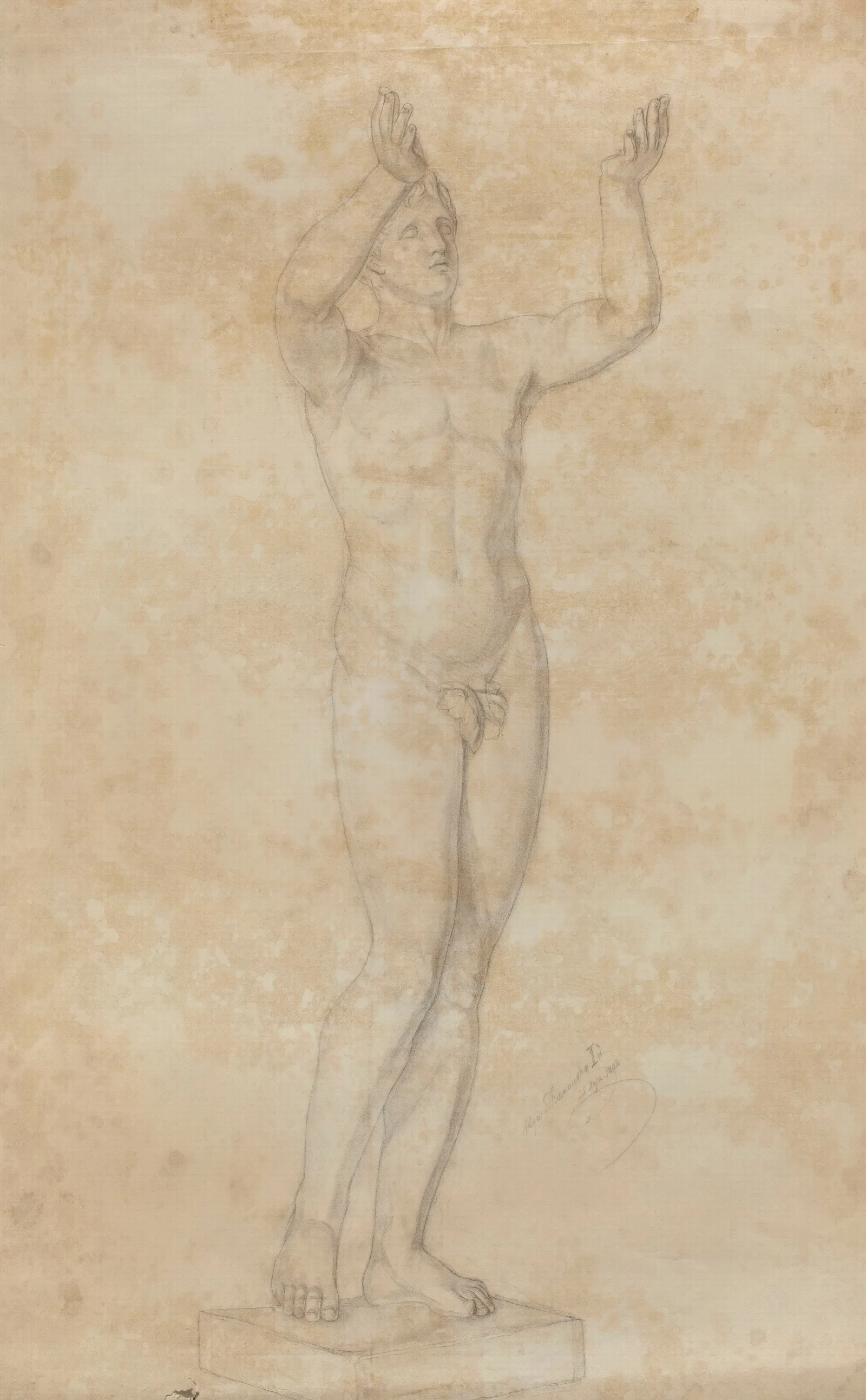 Praying Young Man Tracing From A Copy Of A Greek Sculpture From Lysippos Circle 300 Bc Wall Art by Olga Boznanska - Canvas Print