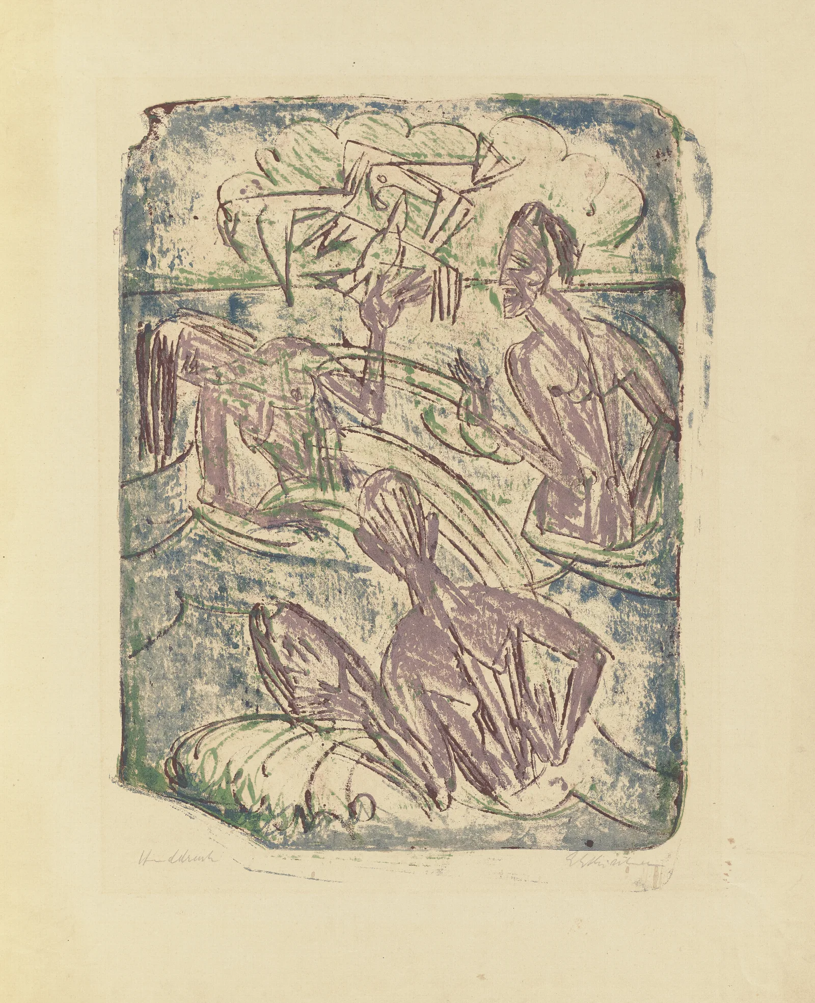 Spritzende Badende Wall Art by Ernst Ludwig Kirchner - Canvas Print
