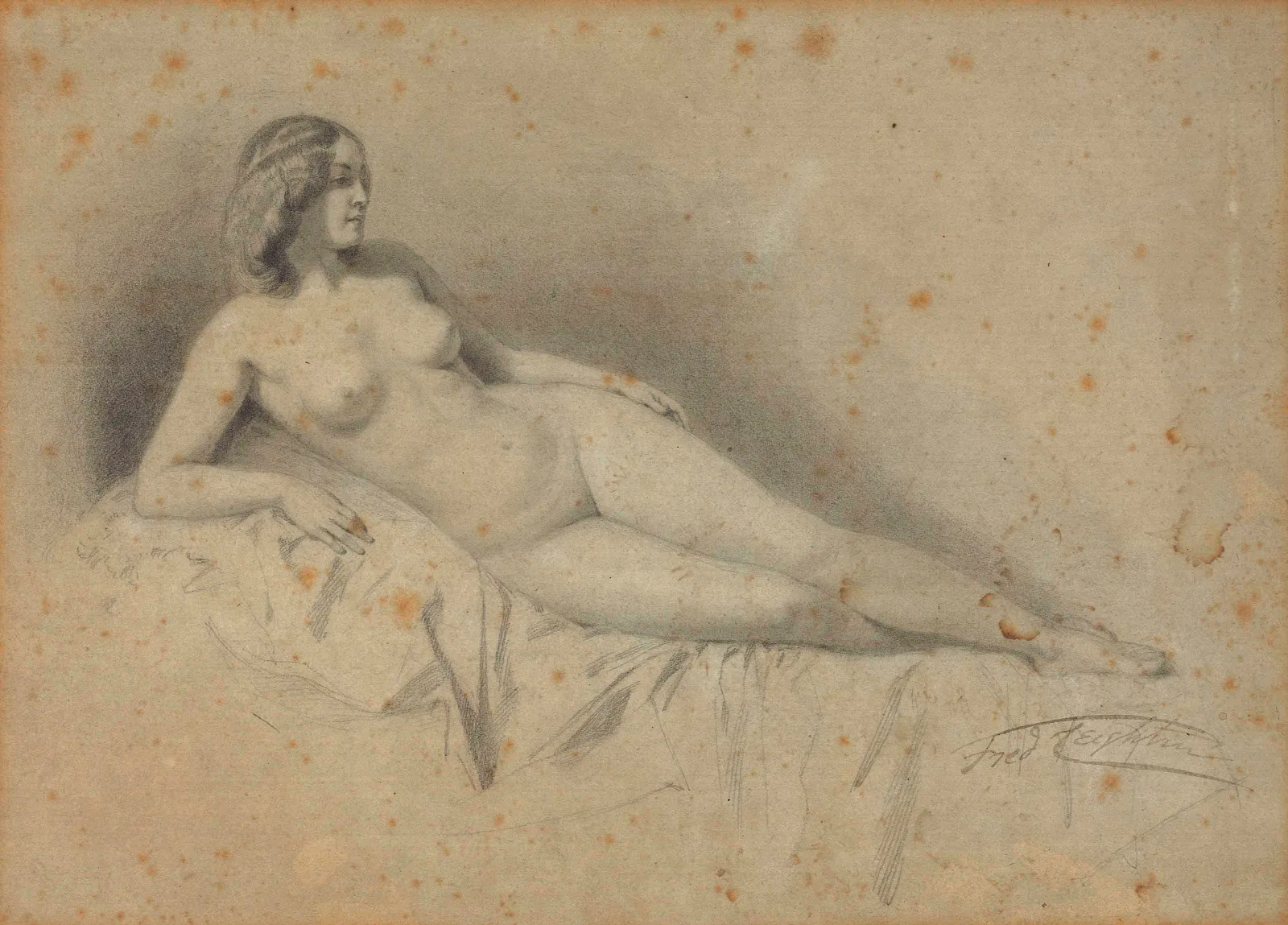 A Reclining Female Nude 3 Wall Art by Frederic Leighton - Canvas Print