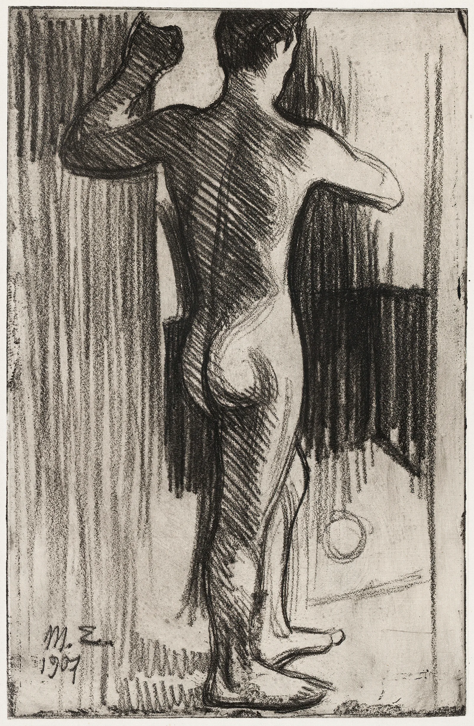 Nude Male Model From The Back Wall Art by Magnus Enckell - Canvas Print