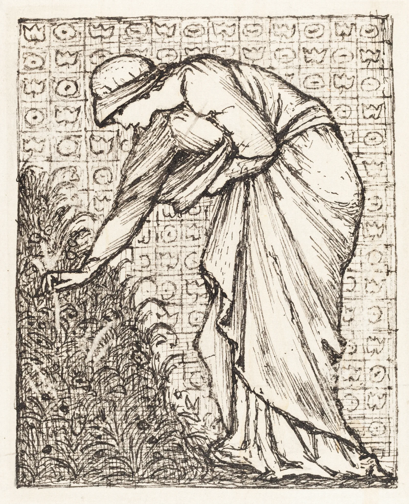 Lady Picking Flowers Wall Art by Sir Edward Coley Burne-Jones - Canvas Print