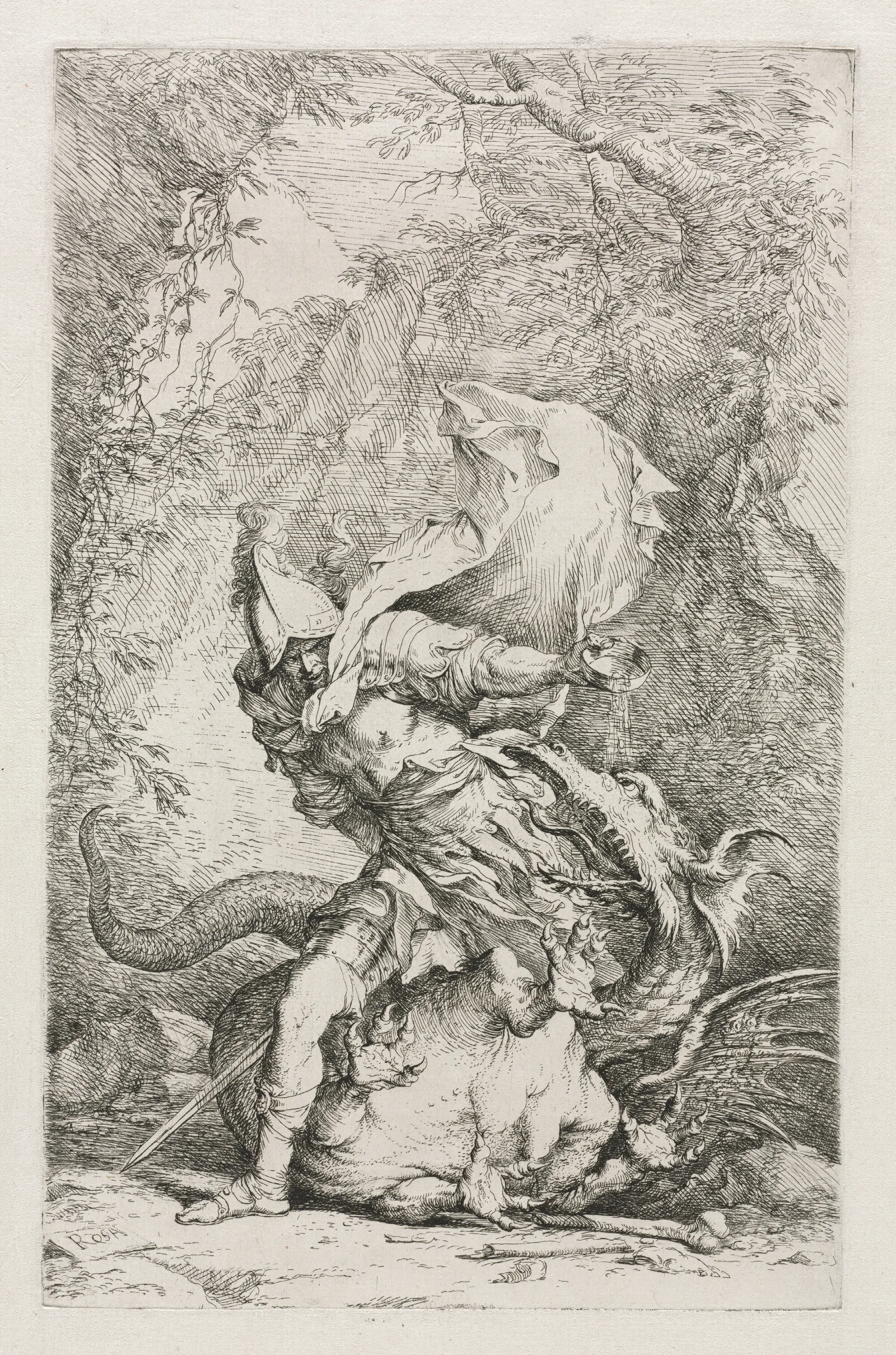 Jason And The Dragon Wall Art by Salvator Rosa - Canvas Print