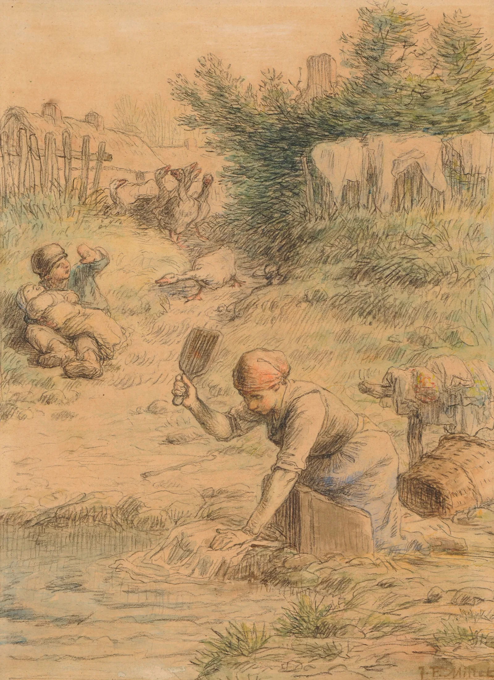 La Lavandiere Wall Art by Jean-François Millet - Canvas Print
