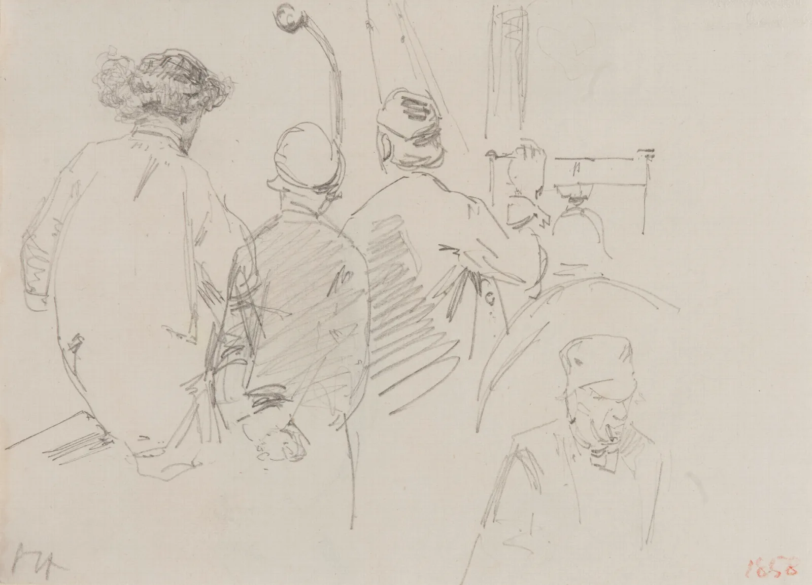 Four Men Aboard A Boat Wall Art by James Abbott McNeill Whistler - Canvas Print