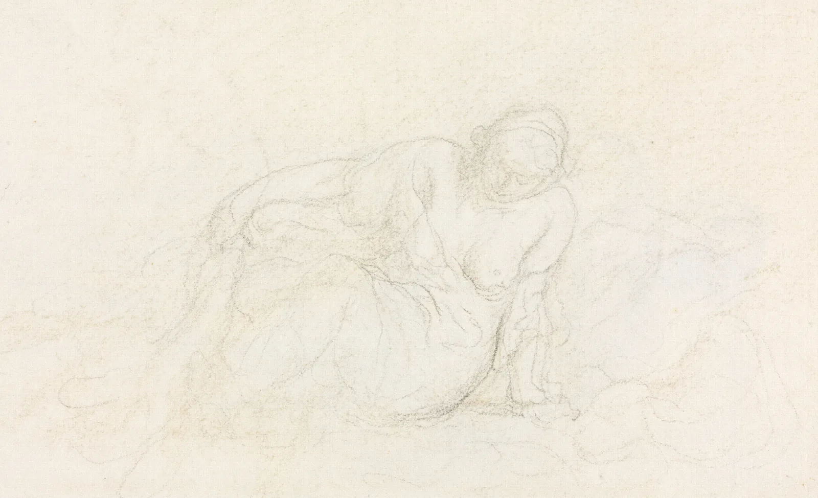 Reclining Woman Leaning On Her Arm Verso Wall Art by Honoré Daumier - Canvas Print