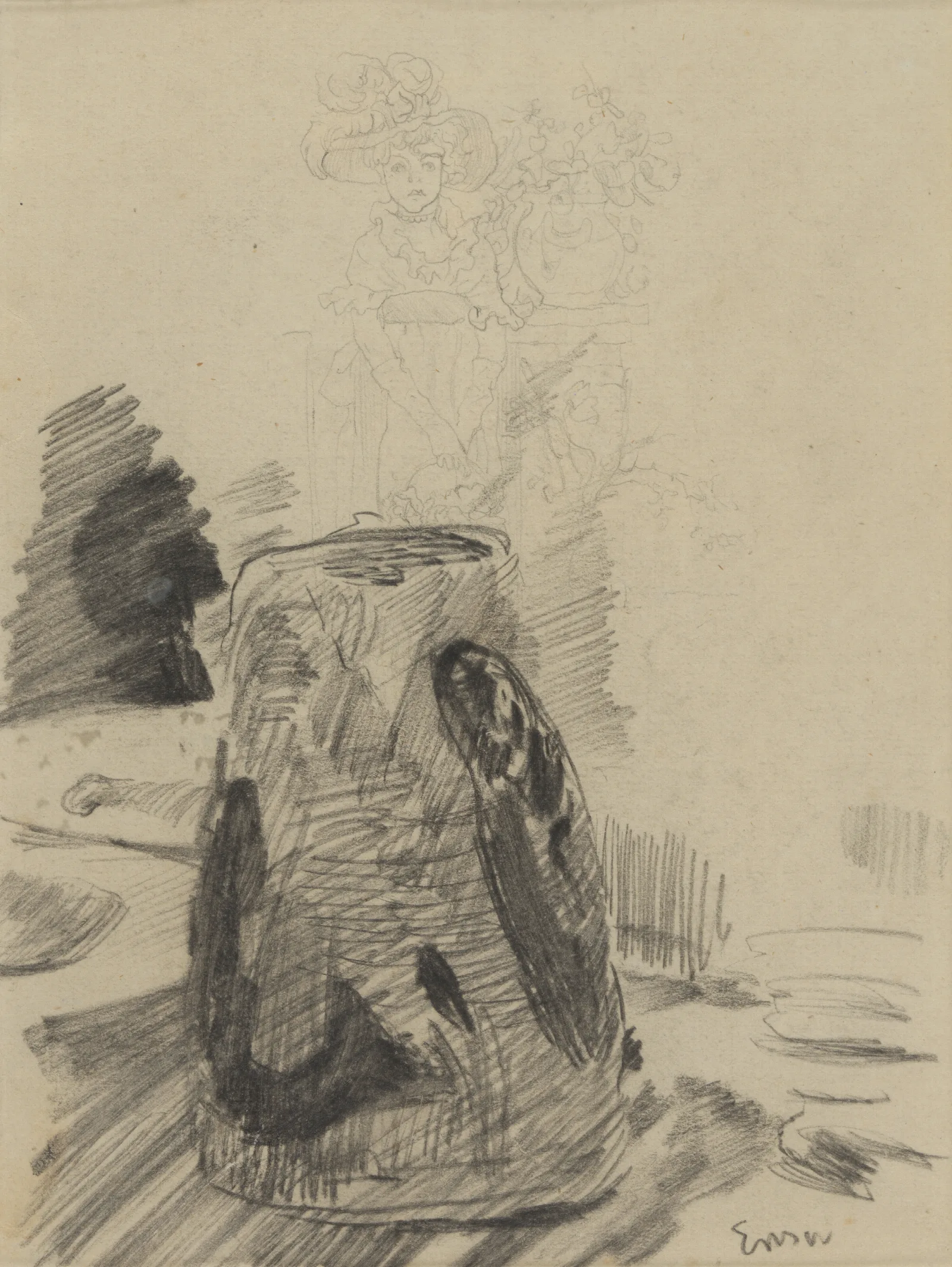 Vaas Met Vismotief En Vrouw Met Bloemenvaas Wall Art by James Ensor - Canvas Print