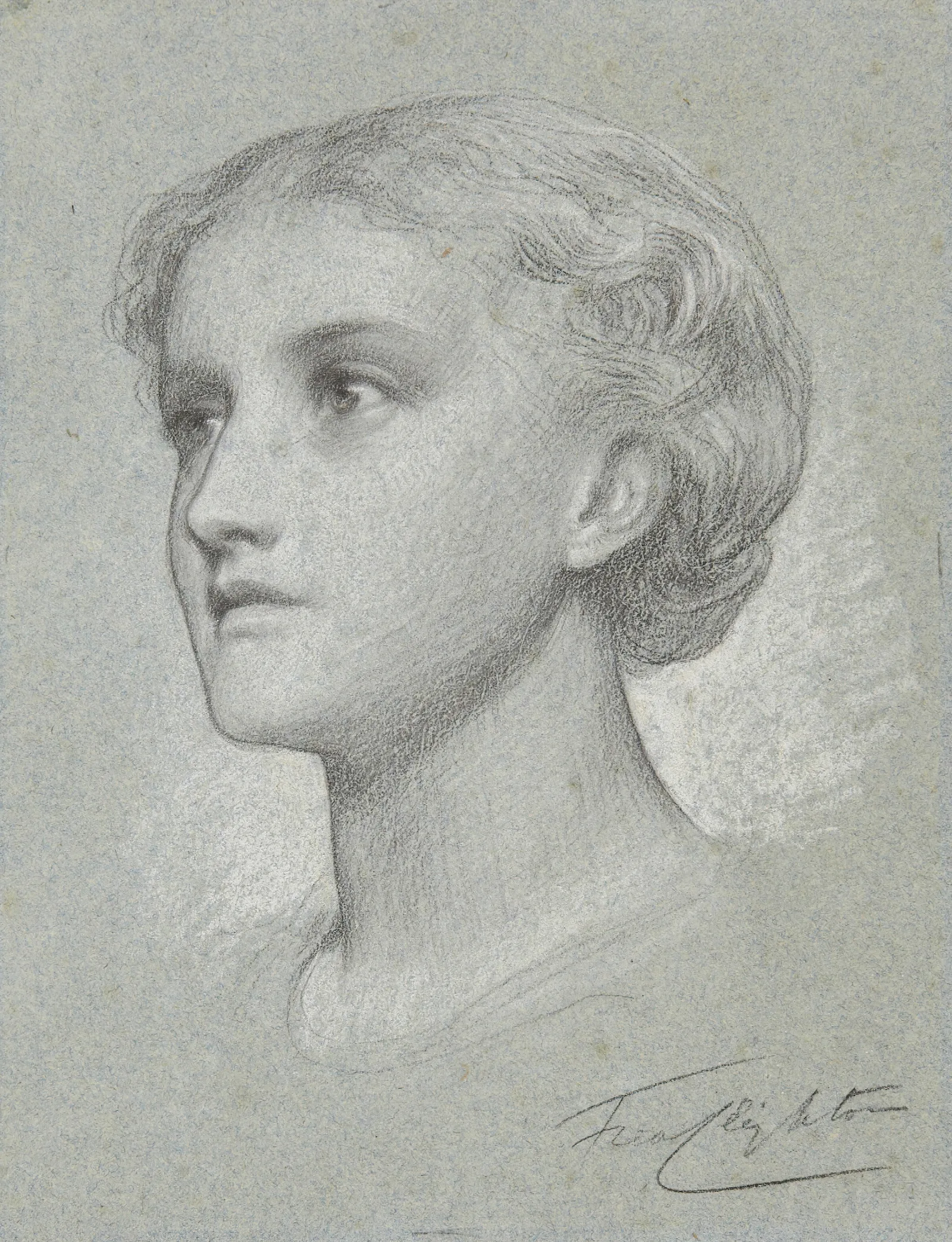 Head Of A Girl 16 Wall Art by Frederic Leighton - Canvas Print