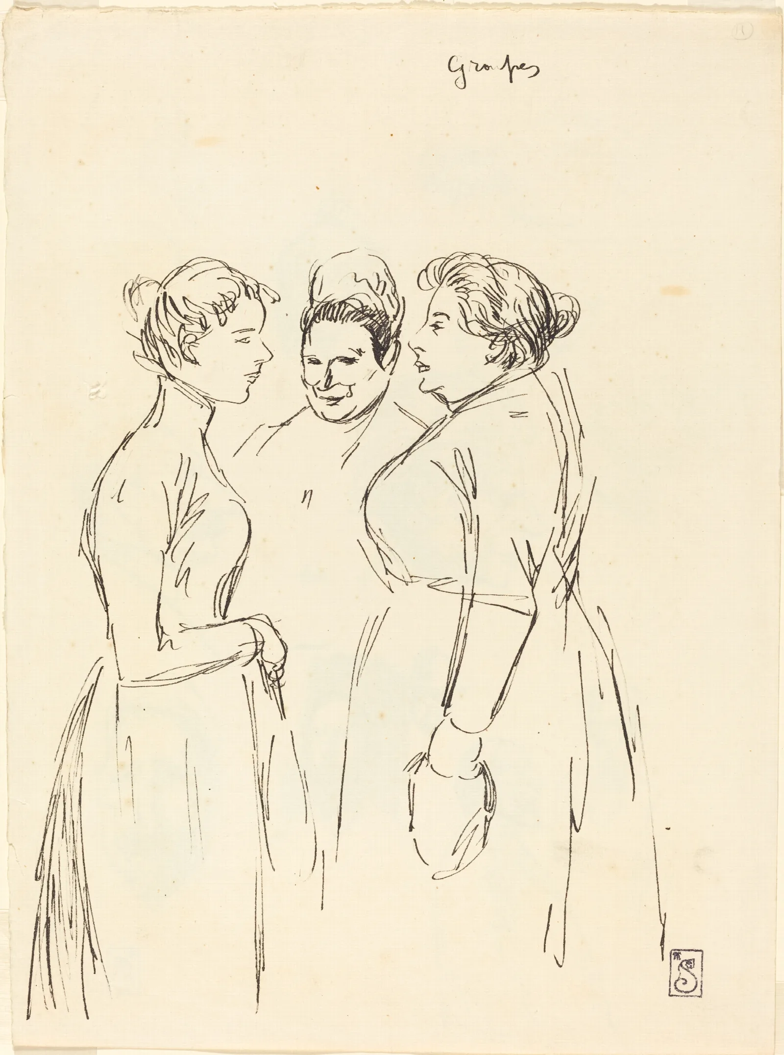 Gossiping Women Wall Art by Théophile Alexandre Steinlen - Canvas Print