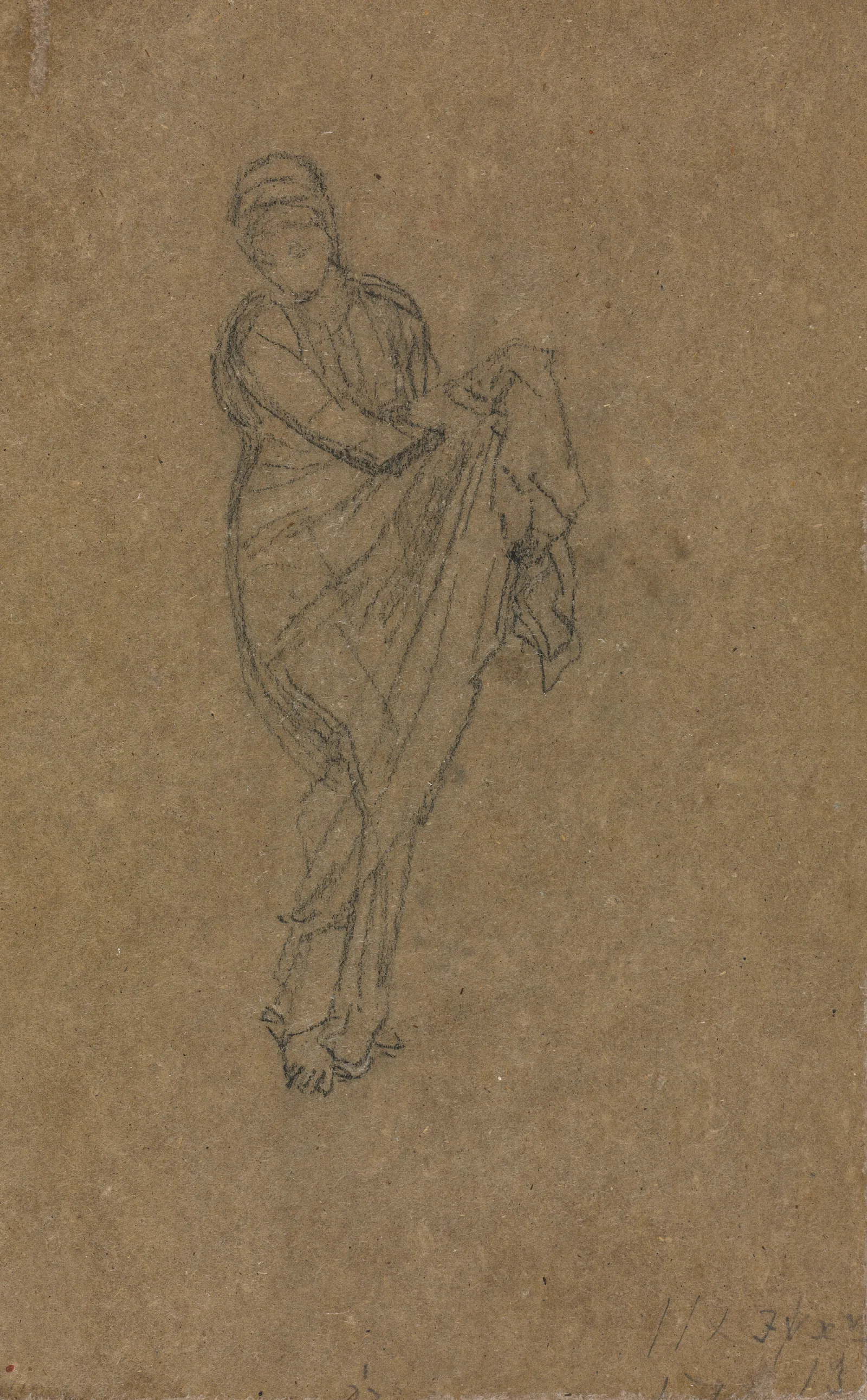 Standing Woman Holding Up Her Dress Verso Wall Art by James Abbott McNeill Whistler - Canvas Print