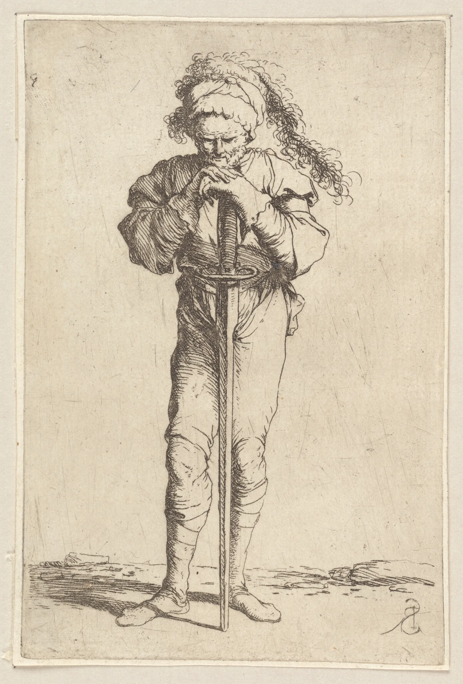 Soldier Holding A Long Sword With Both Hands Wall Art by Salvator Rosa - Canvas Print