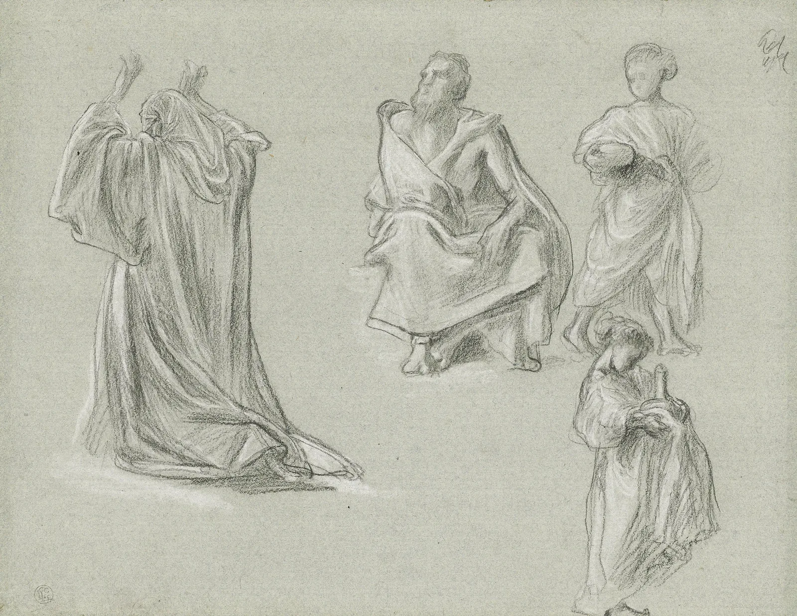 A Sheet Of Figure Studies Wall Art by Frederic Leighton - Canvas Print