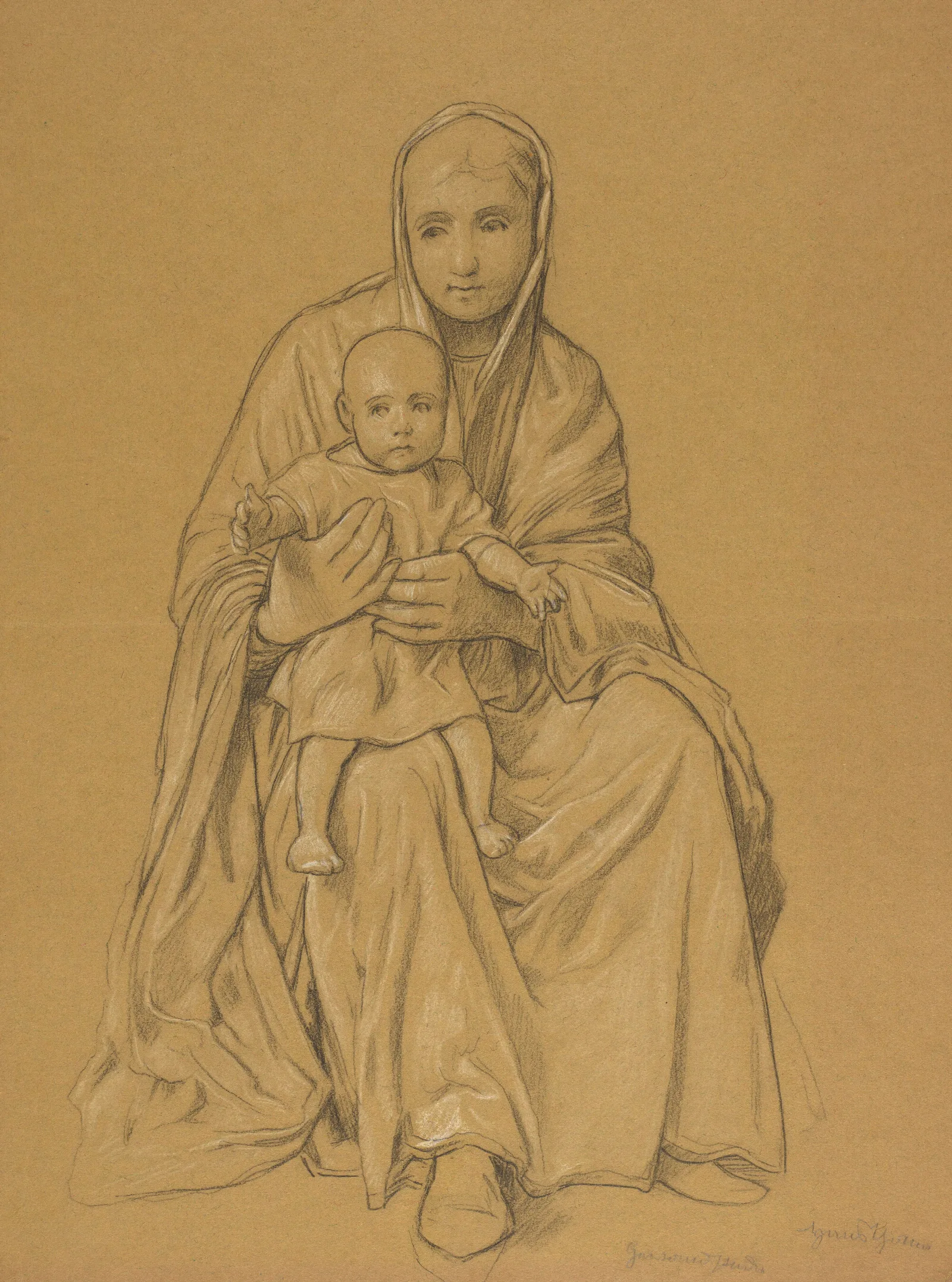 Mary With Jesus On Her Lap Wall Art by Hans Thoma - Canvas Print
