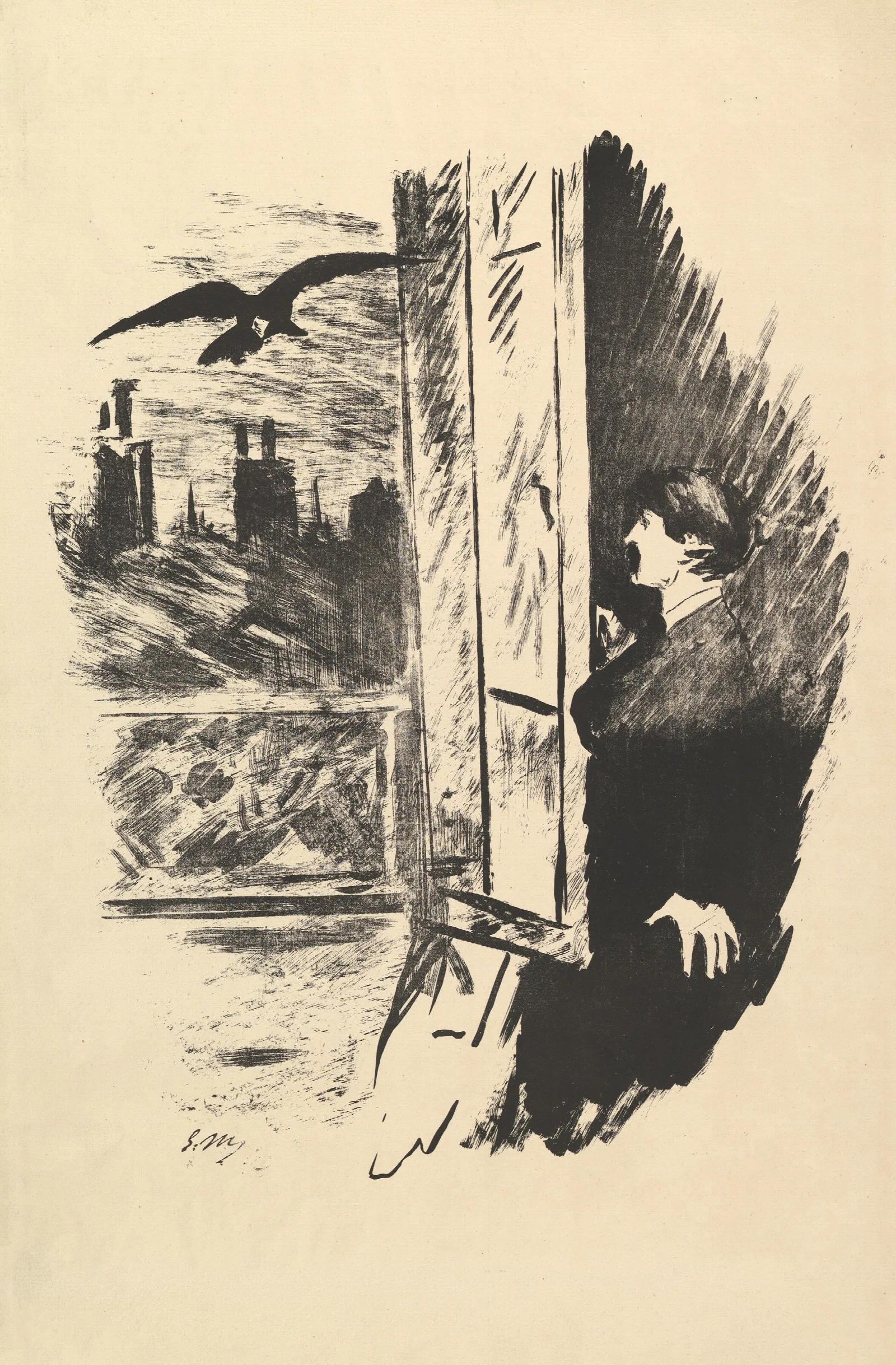 Open Here I Flung The Shutter Illustration To The Raven By Edgar Allan Poe Wall Art by Édouard Manet - Canvas Print