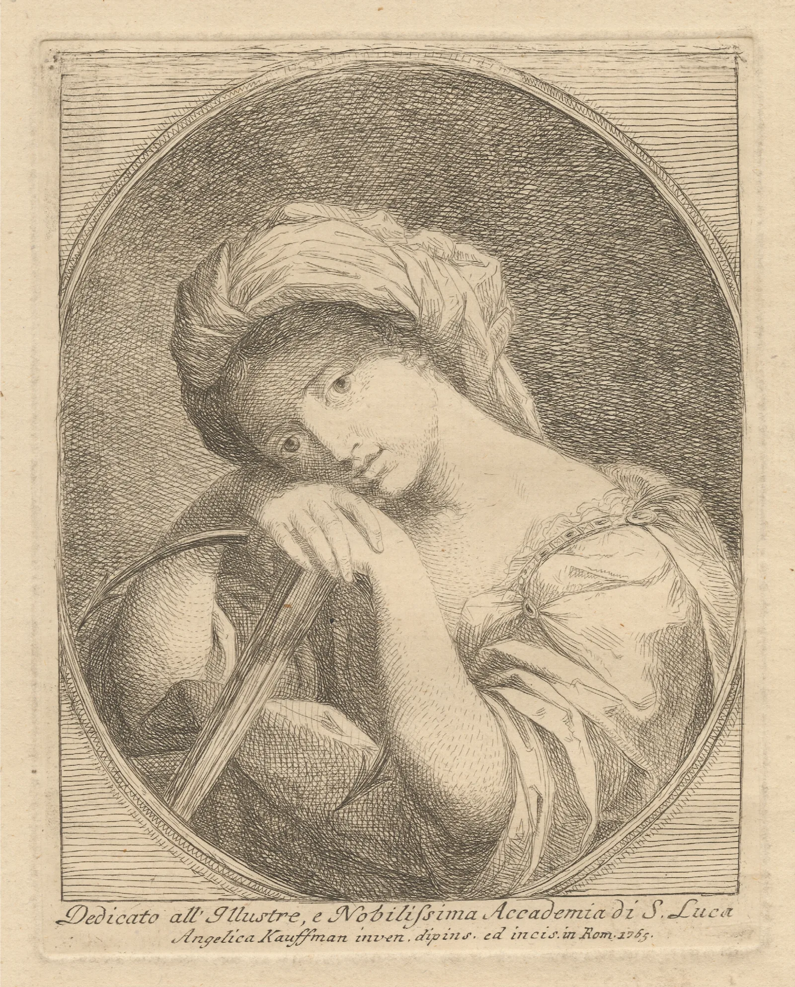 Bust Of A Young Woman With Flowers In Her Hair Wall Art by Angelica Kauffmann - Canvas Print