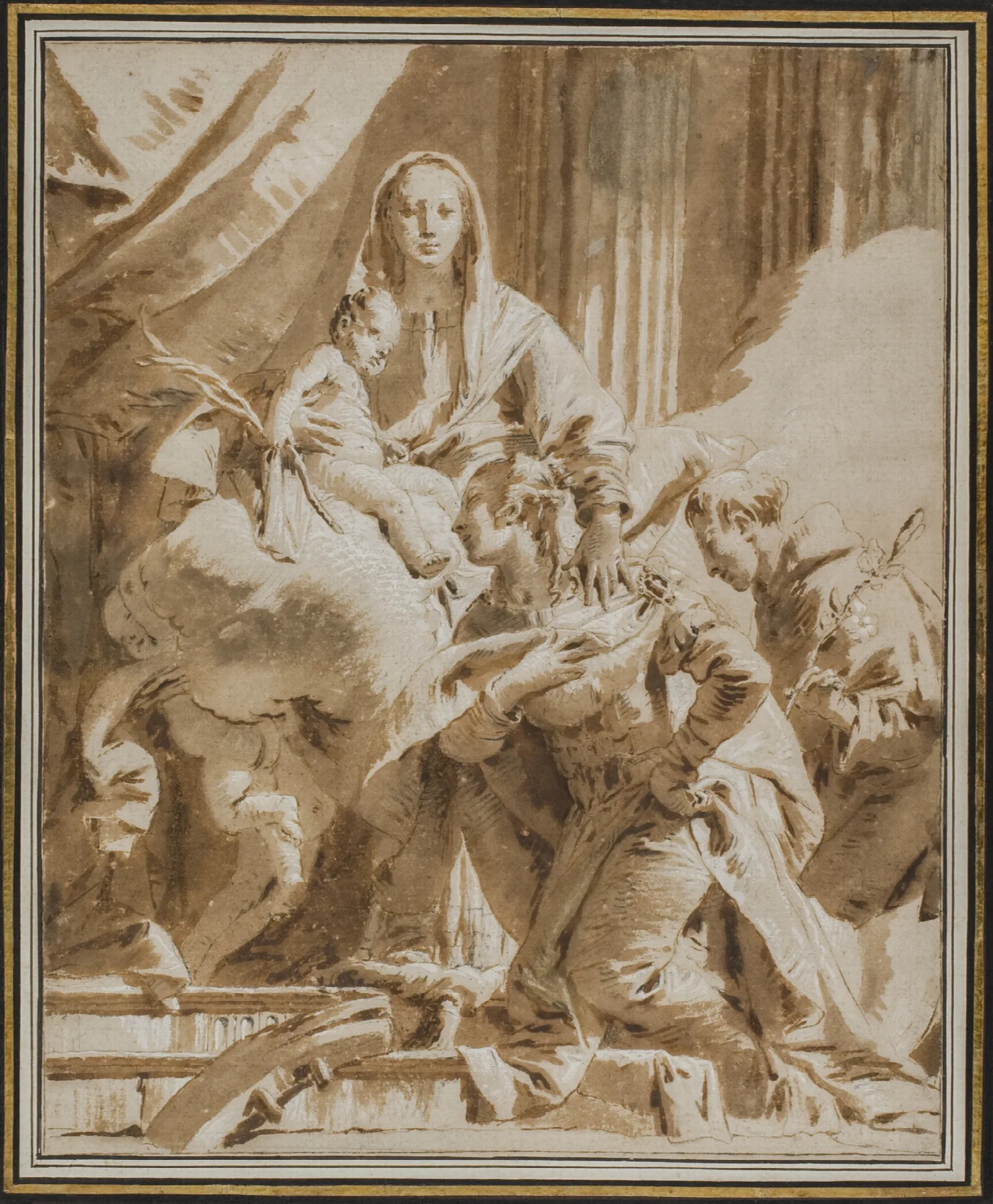 Jomfru Maria Og Barnet Med Den Hellige Antonius Af Padova Og Katharina Af Alexandria Wall Art by Giovanni Battista Tiepolo - Canvas Print