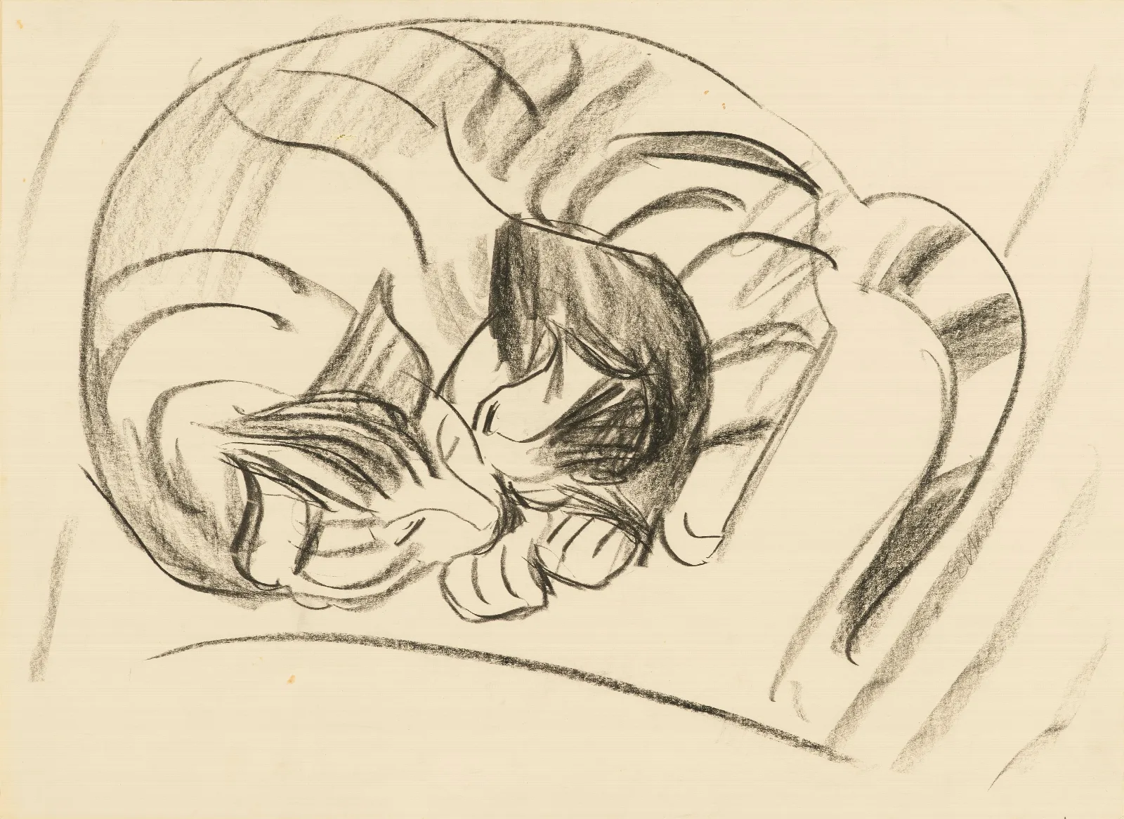 Zwei Schlafende Katzen Wall Art by Ernst Ludwig Kirchner - Canvas Print