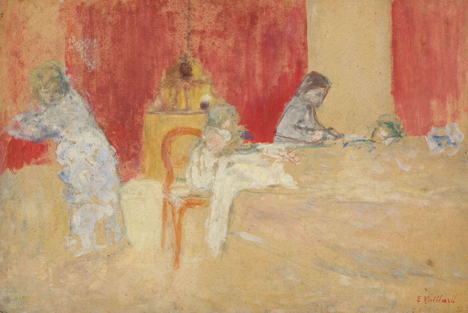 Les Enfants Roussel A Table Wall Art by Édouard Vuillard - Canvas Print