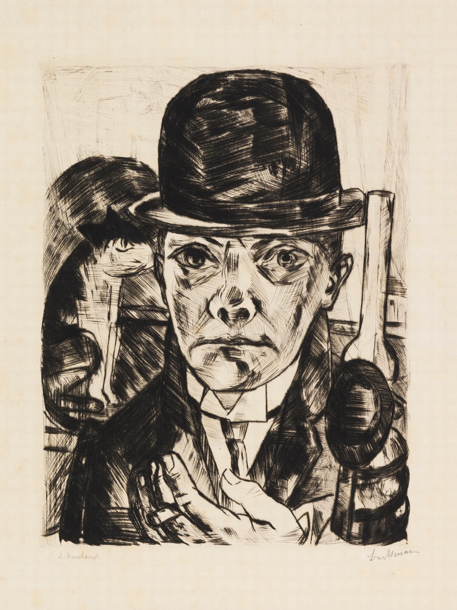 Selbstbildnis Mit Steifem Hut Wall Art by Max Beckmann - Canvas Print