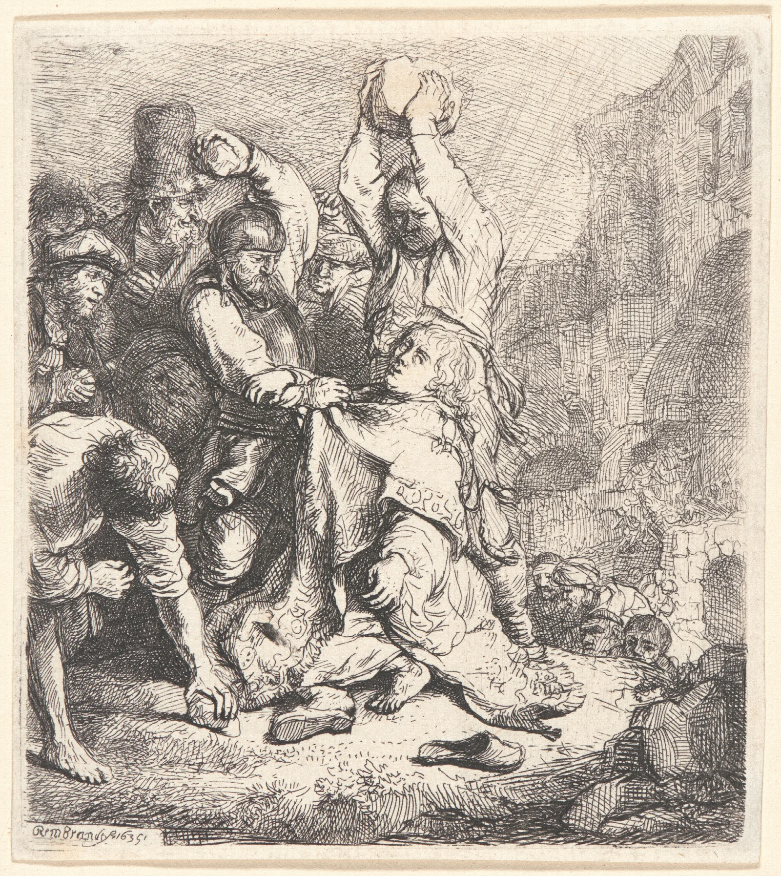 The Stoning Of St Stephen Wall Art by Rembrandt van Rijn - Canvas Print