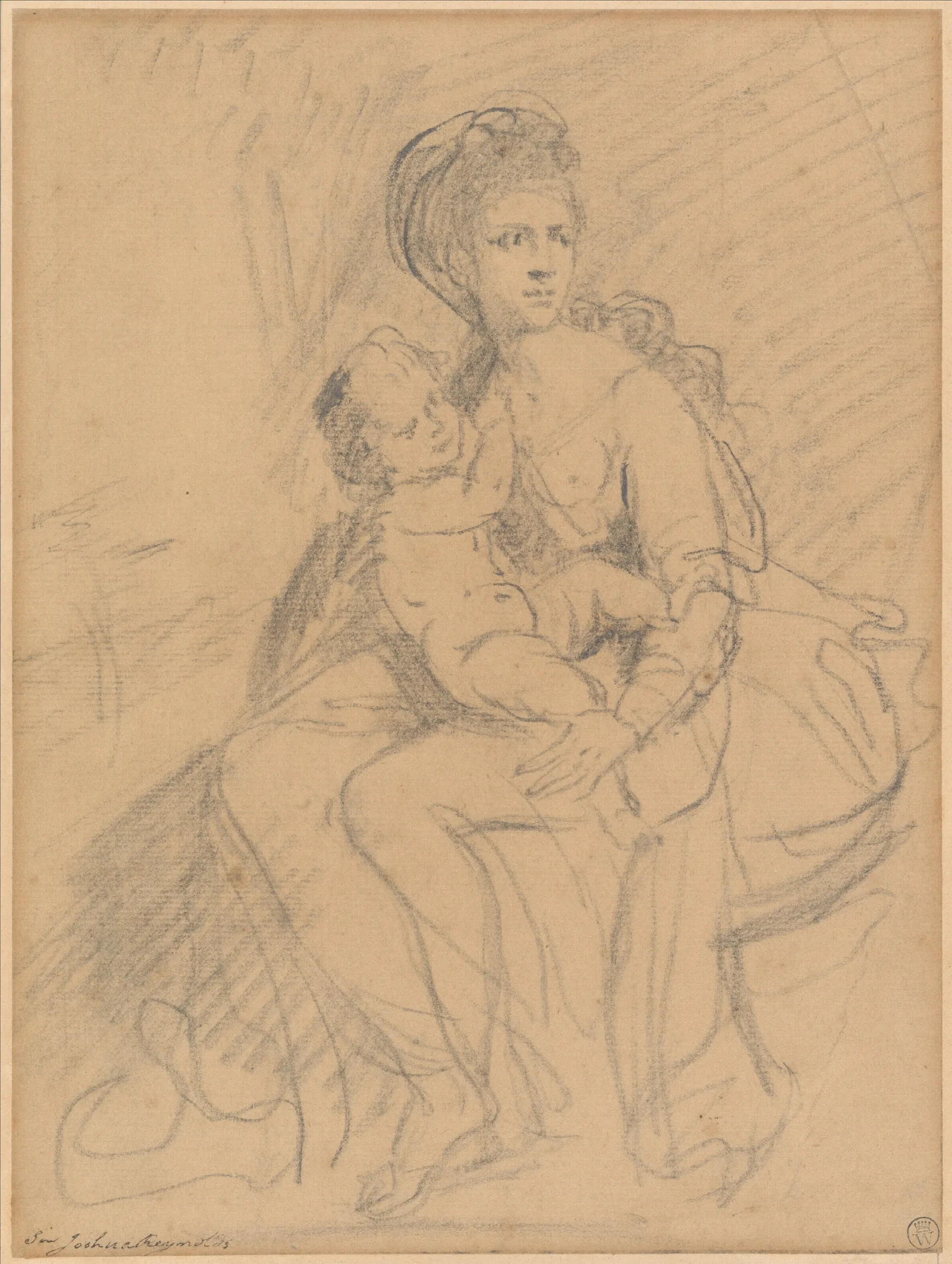 Study Of A Woman And Child 2 Wall Art by Sir Joshua Reynolds - Canvas Print