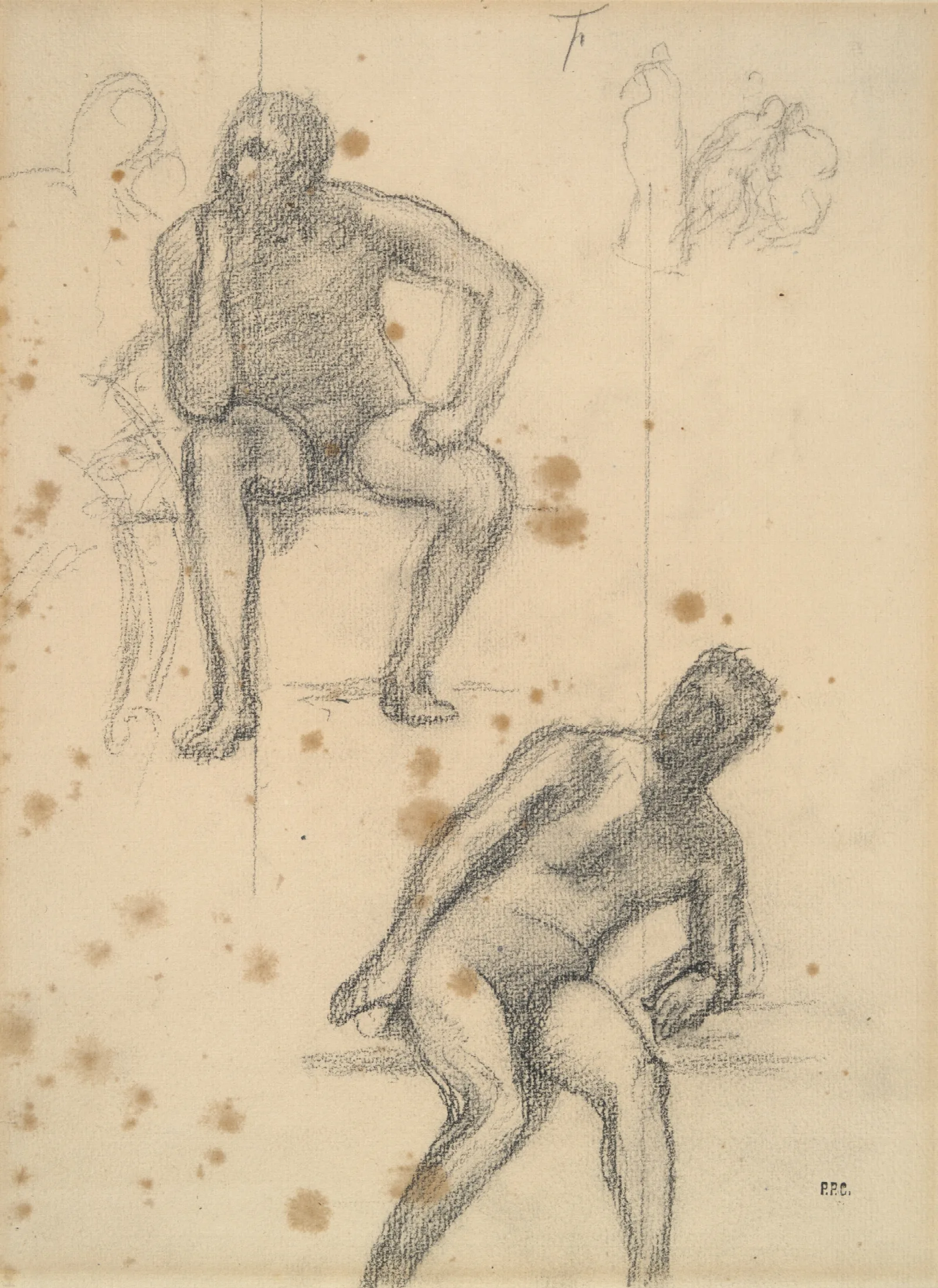 Sheet Of Figure Studies 2 Wall Art by Pierre Puvis de Chavannes - Canvas Print