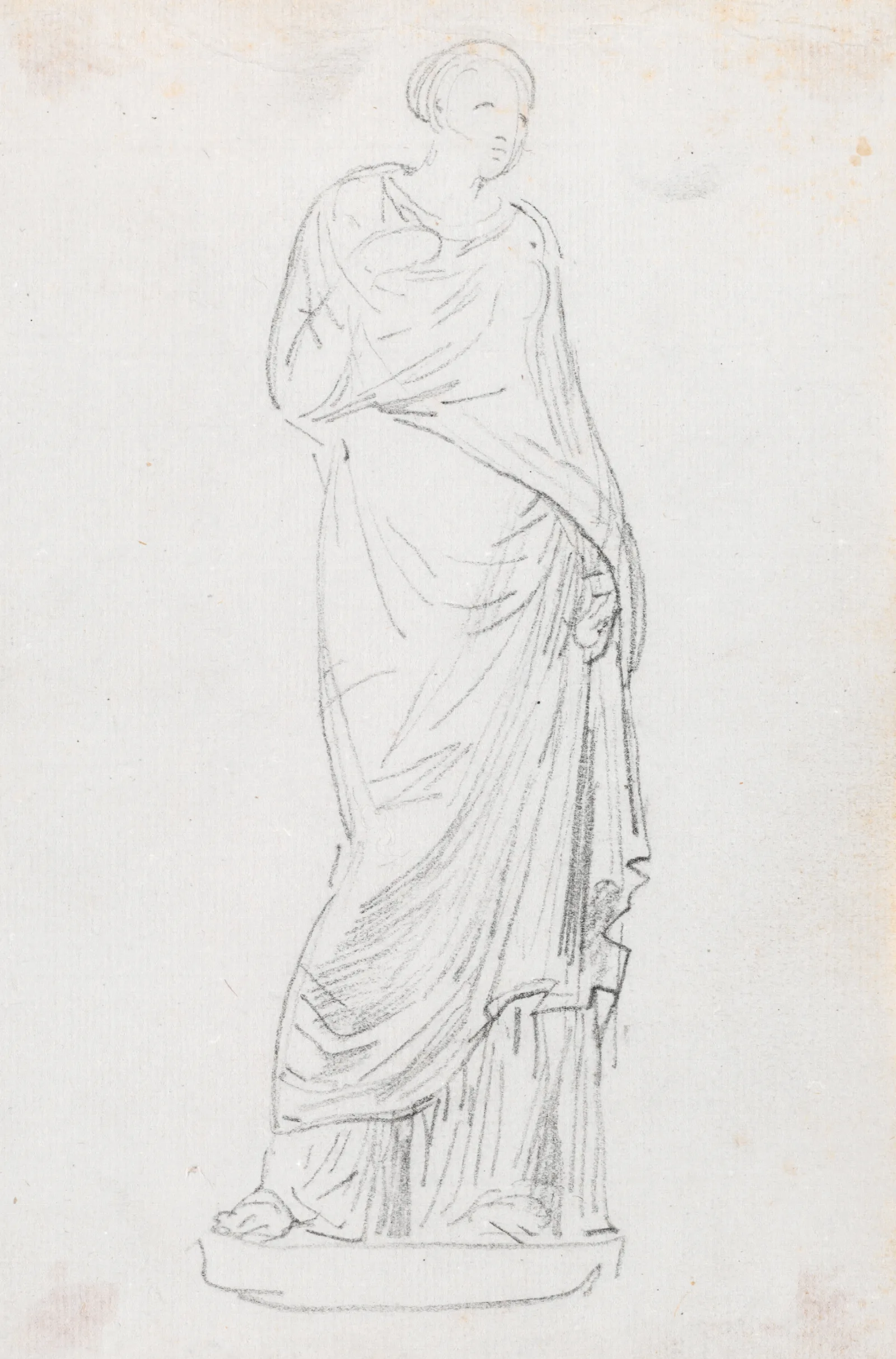 Statue Of A Female In A Toga Wall Art by Hubert Robert - Canvas Print