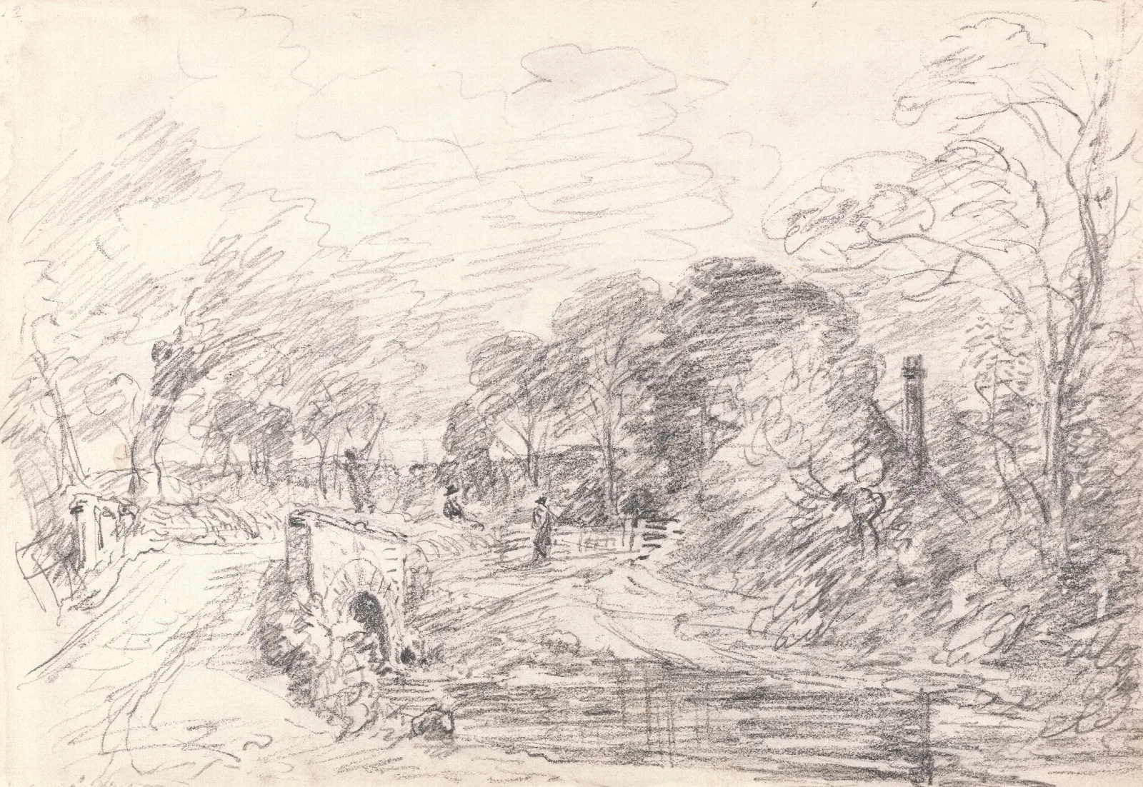 A Bridge Near Salisbury Court Perhaps Milford Bridge Wall Art by John Constable - Canvas Print