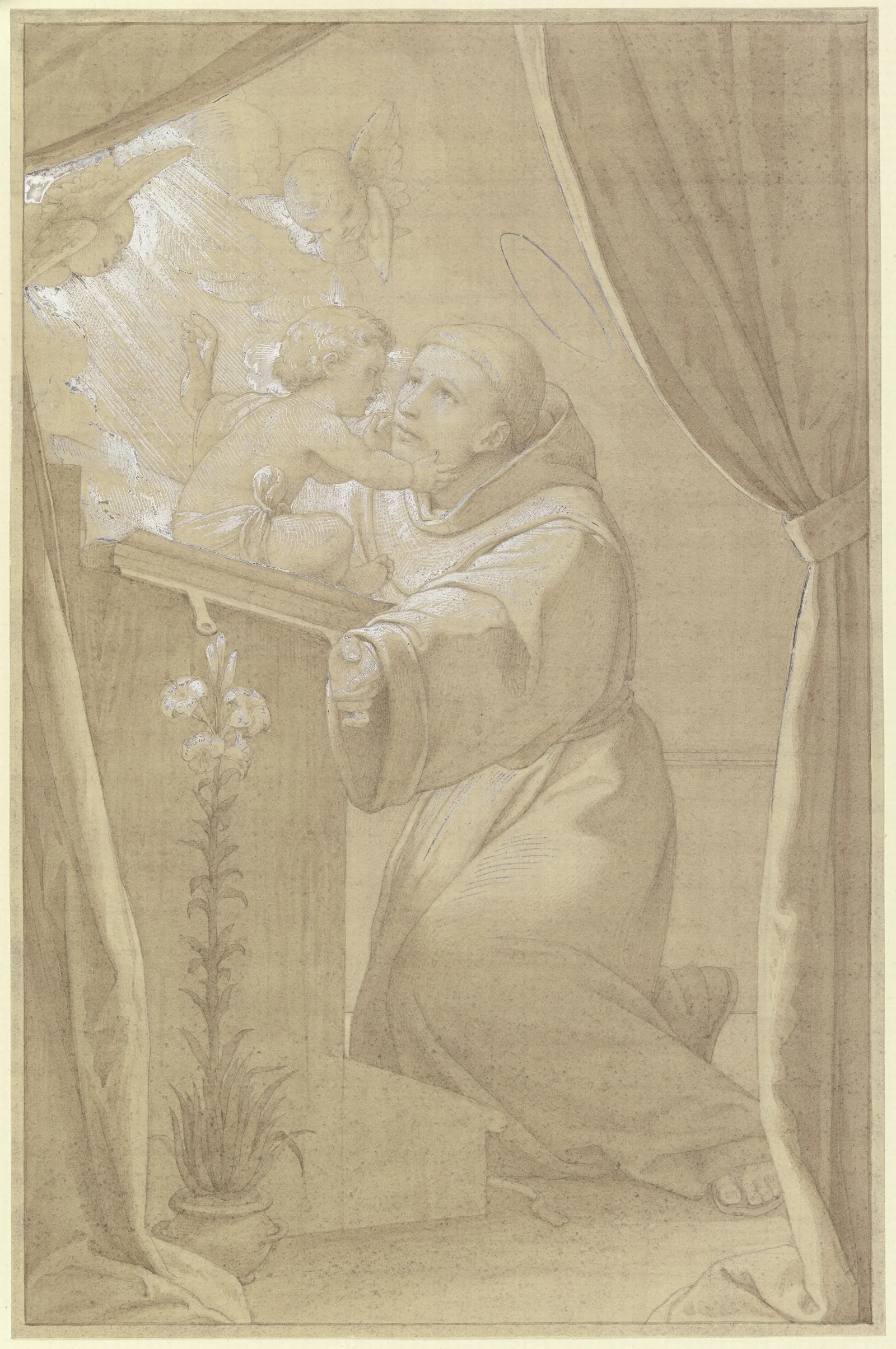 Der Heilige Antonius Von Padua Dem Das Jesuskind Im Gebet Erscheint Wall Art by Eduard von Steinle - Canvas Print