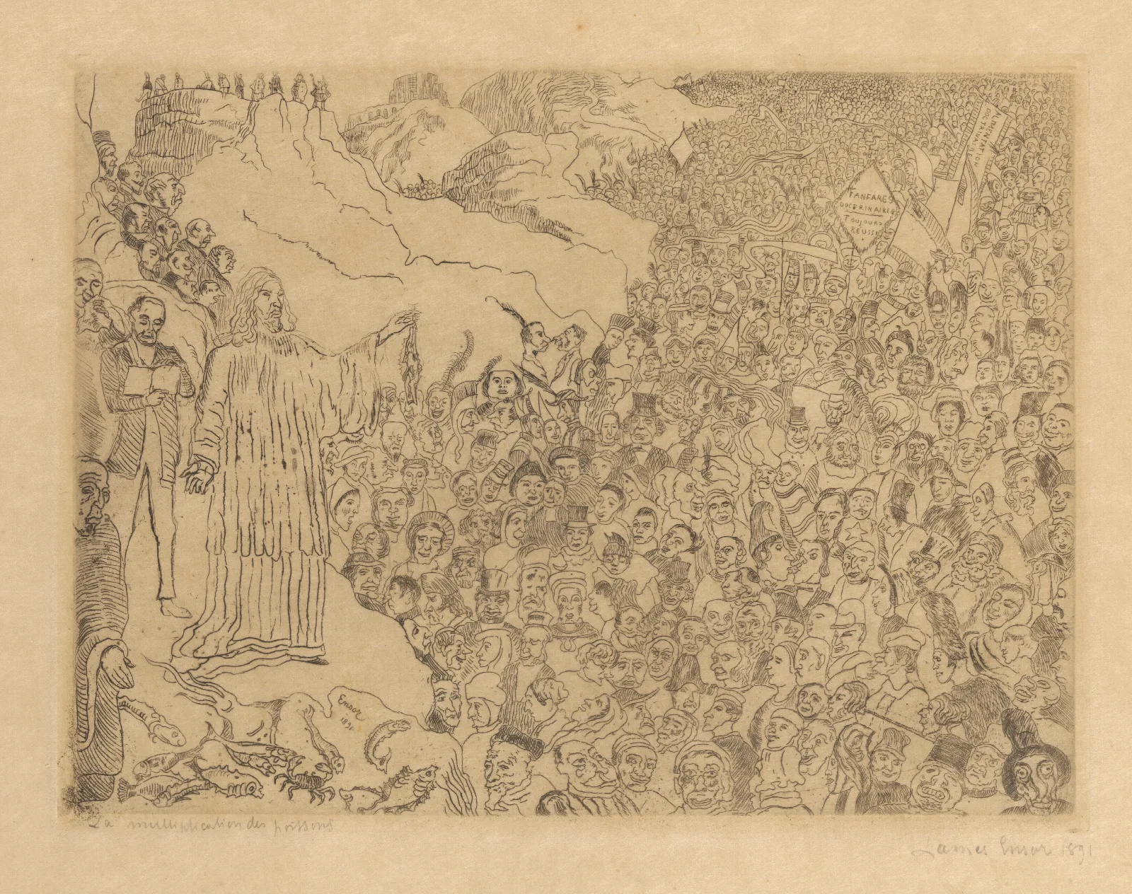 De Vermenigvuldiging Van De Vissen Wall Art by James Ensor - Canvas Print
