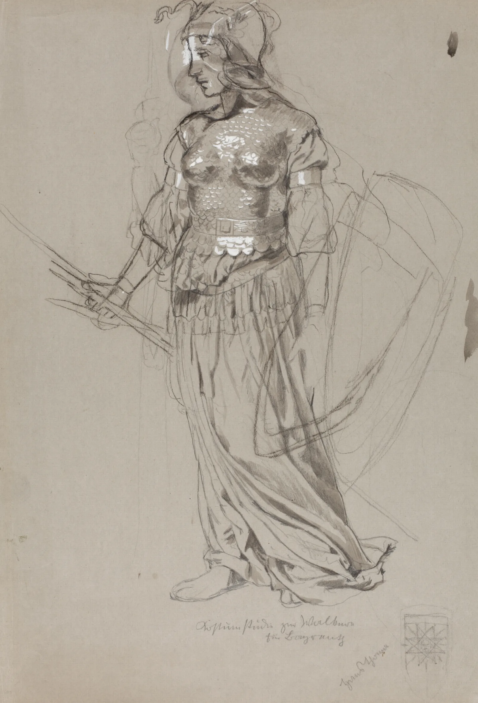Valkyrie Costume Study For Bayreuth Wall Art by Hans Thoma - Canvas Print