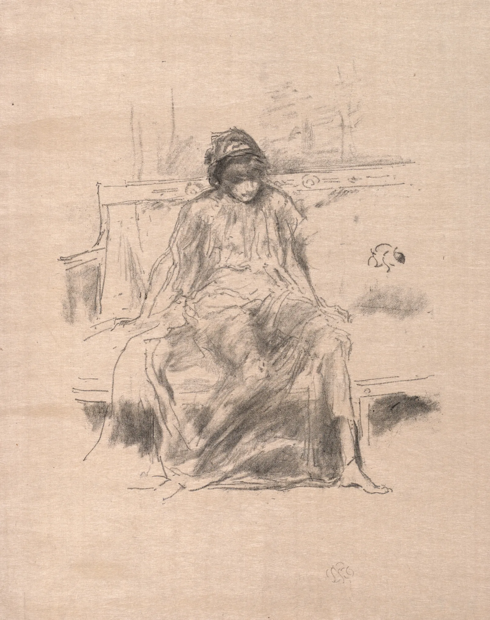 The Draped Figure Seated Wall Art by James Abbott McNeill Whistler - Canvas Print