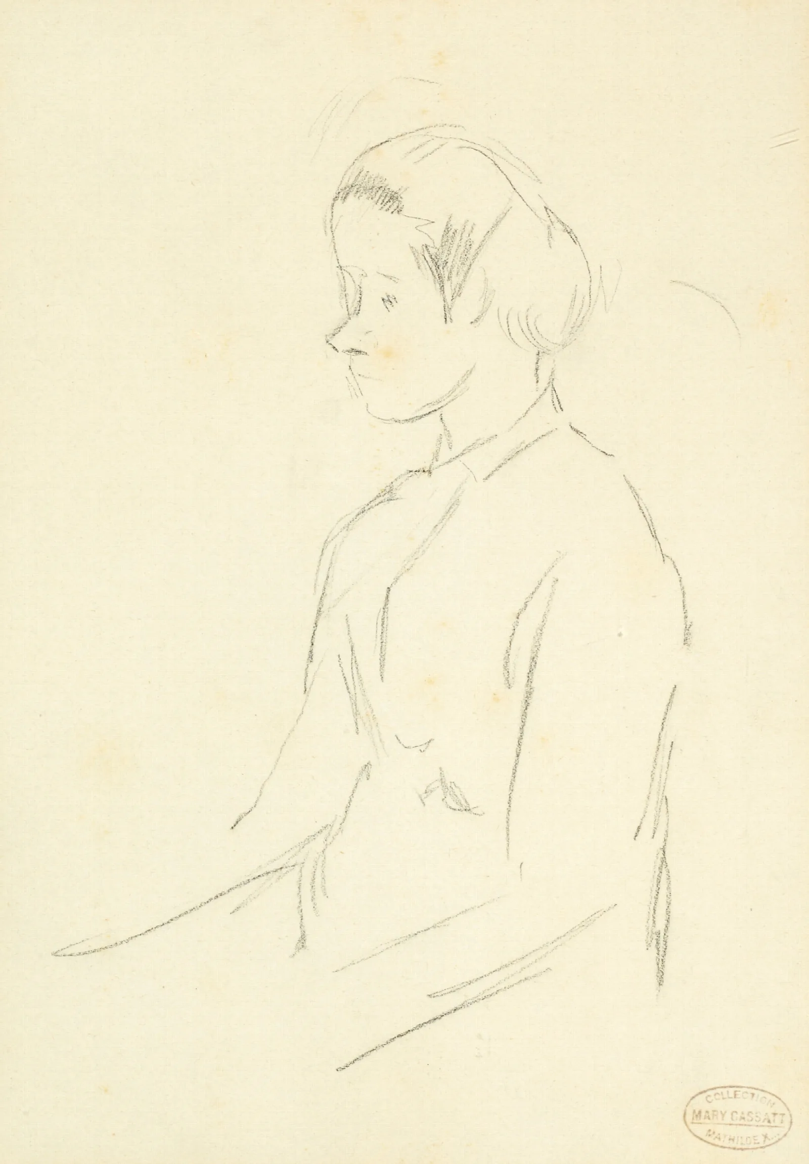 Femme Assise De Profil Wall Art by Mary Cassatt - Canvas Print