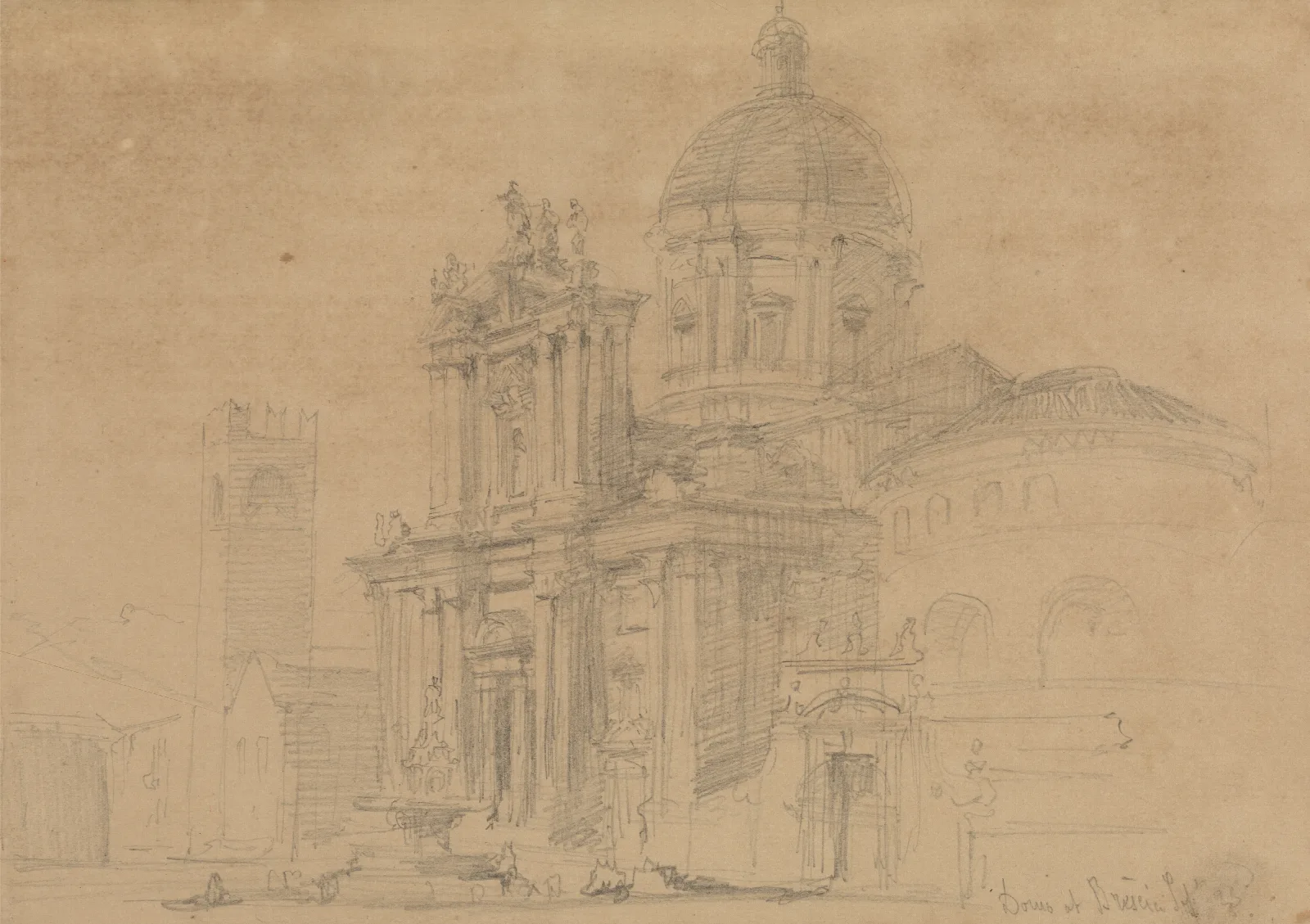 The Duomo At Brescia Wall Art by David Roberts - Canvas Print