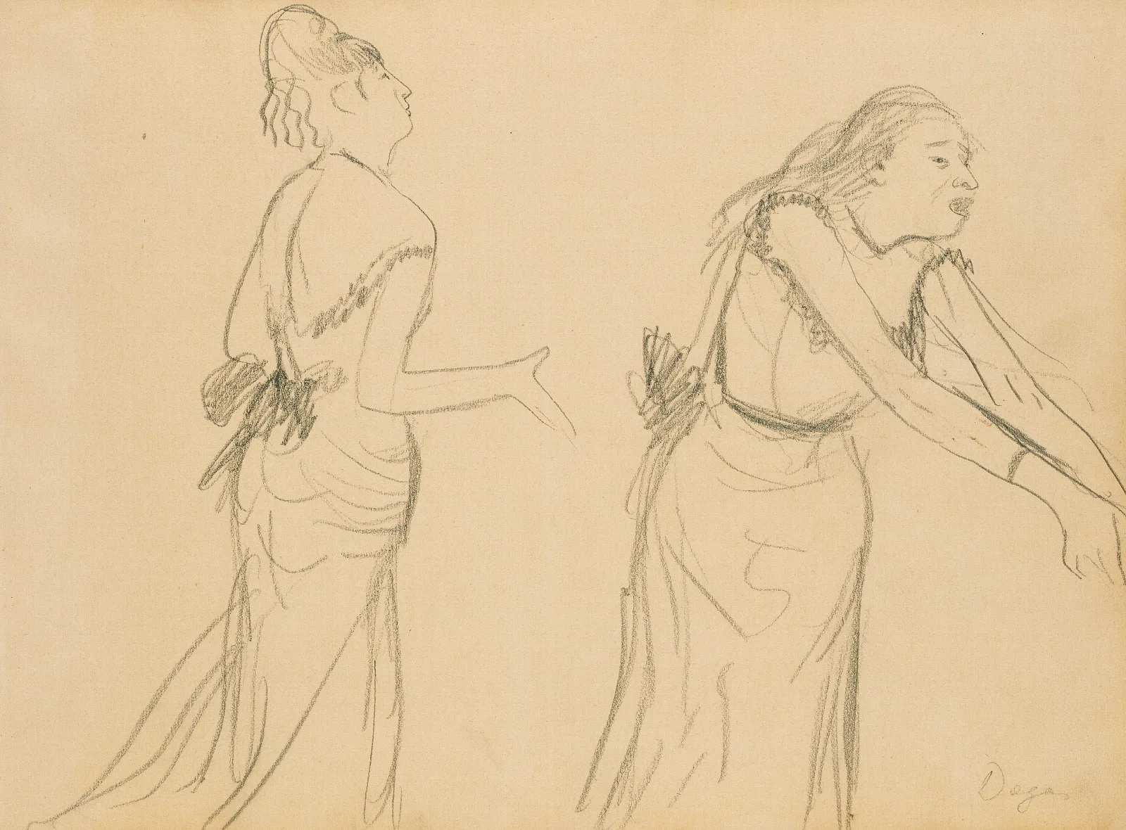 Sketches Of A Cafe Singer 4 Wall Art by Edgar Degas - Canvas Print