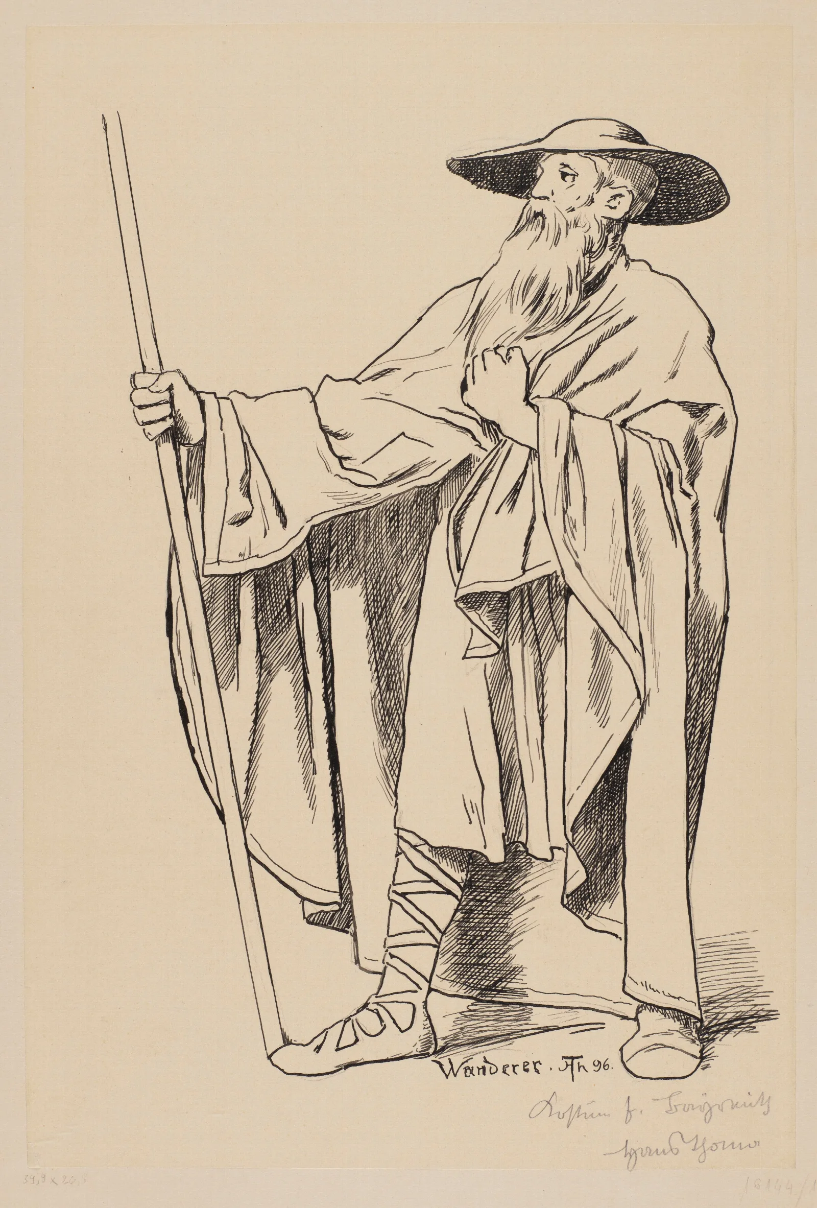 Costume Design For Wotan As The Wanderer Wall Art by Hans Thoma - Canvas Print