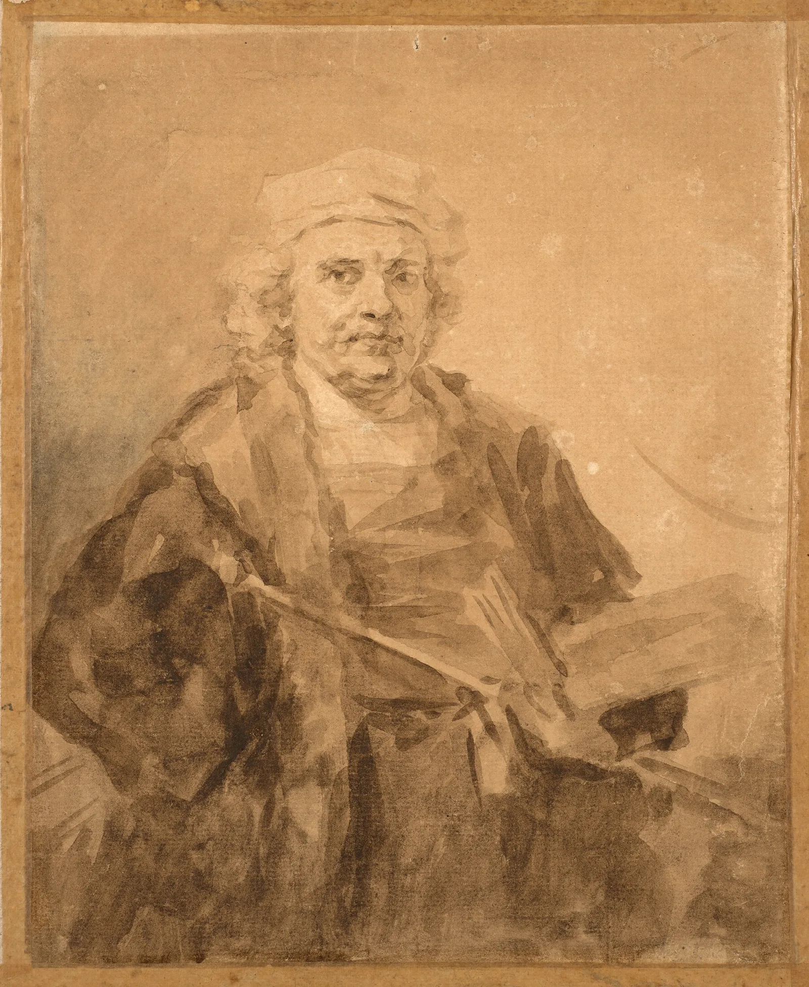 Portrait De Rembrandt A La Palette Wall Art by Jean-Honoré Fragonard - Canvas Print