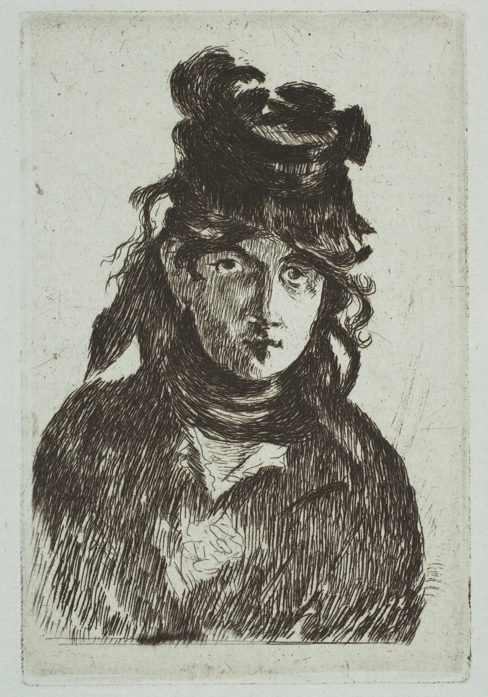 Portrait Of Berthe Morisot Wall Art by Édouard Manet - Canvas Print