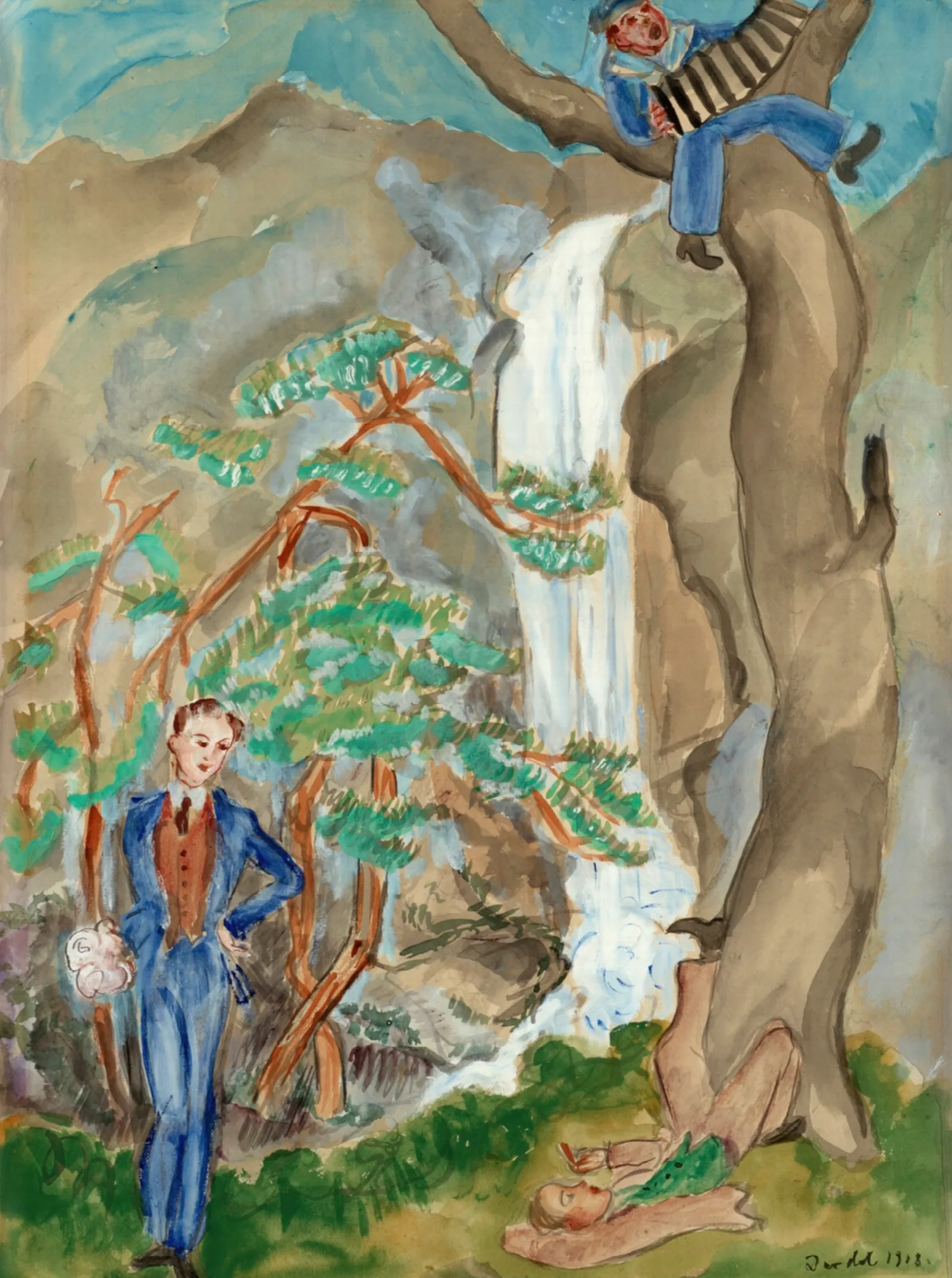 Courting 2 Wall Art by Nils Dardel - Canvas Print