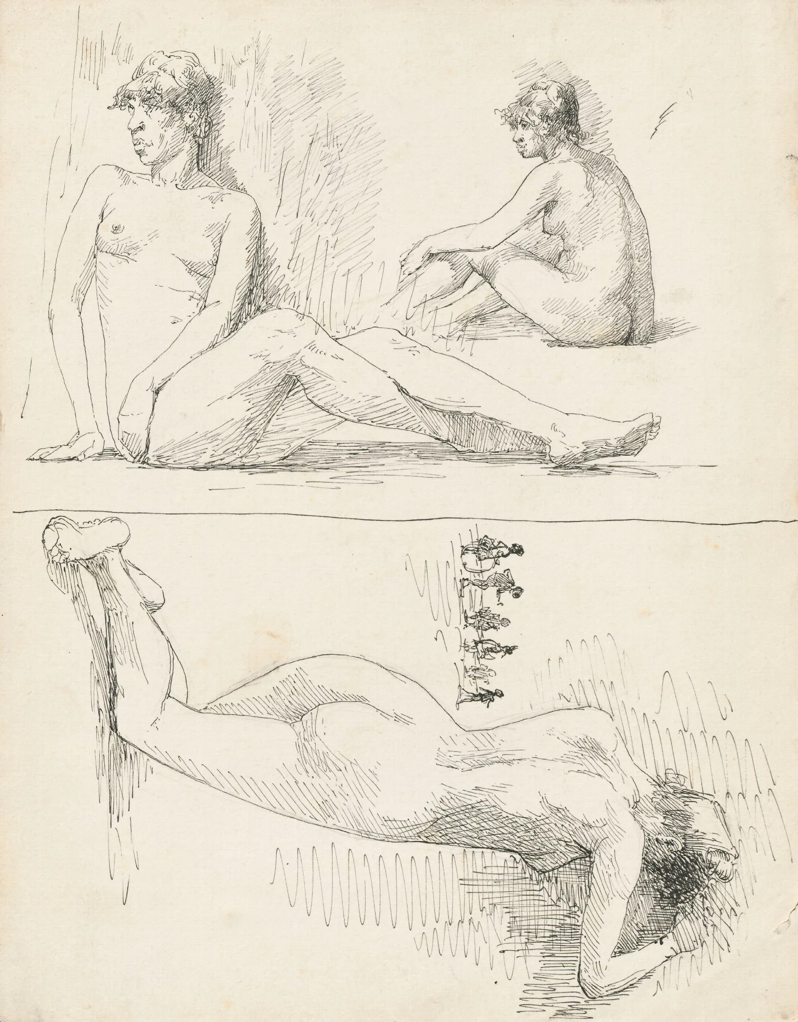 Sketches Of Female Nudes Wall Art by Anna Bilińska-Bohdanowicz - Canvas Print
