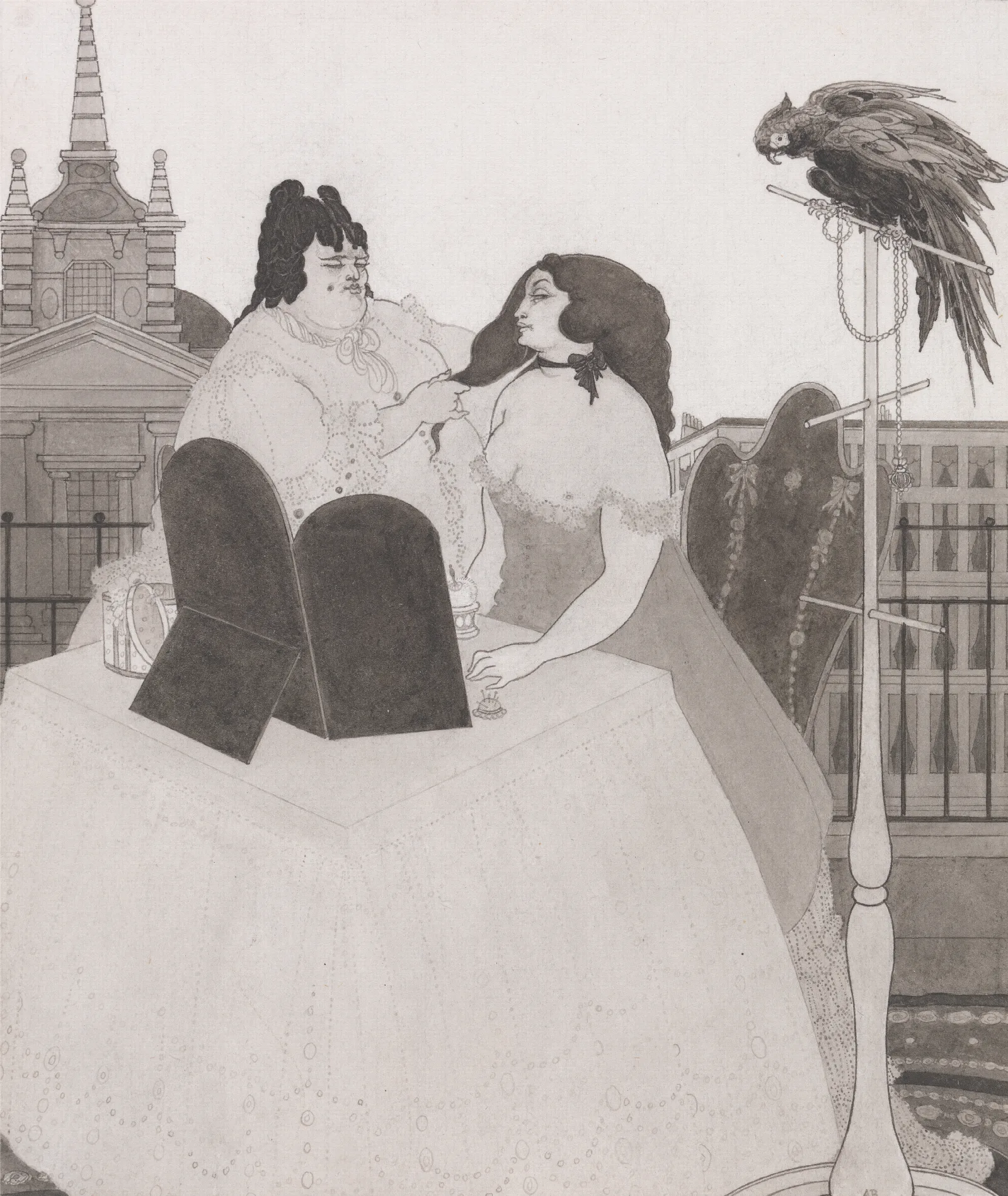 The Lady At The Dressing Table Wall Art by Aubrey Vincent Beardsley - Canvas Print