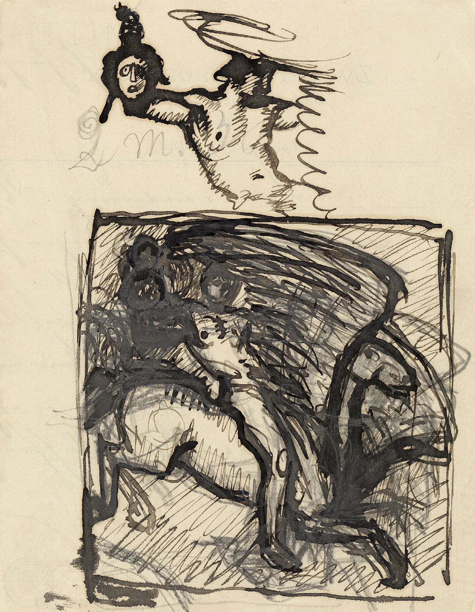Kompositionsskizze Zu Einem Reiter Wall Art by Franz von Stuck - Canvas Print