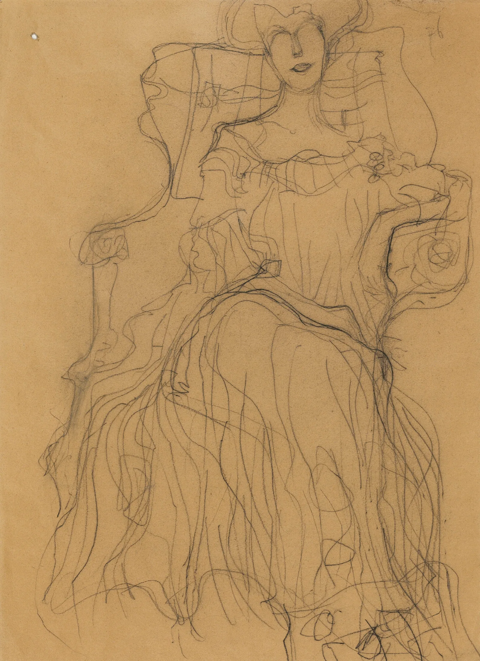 Sitzend Von Vorne Wall Art by Gustav Klimt - Canvas Print