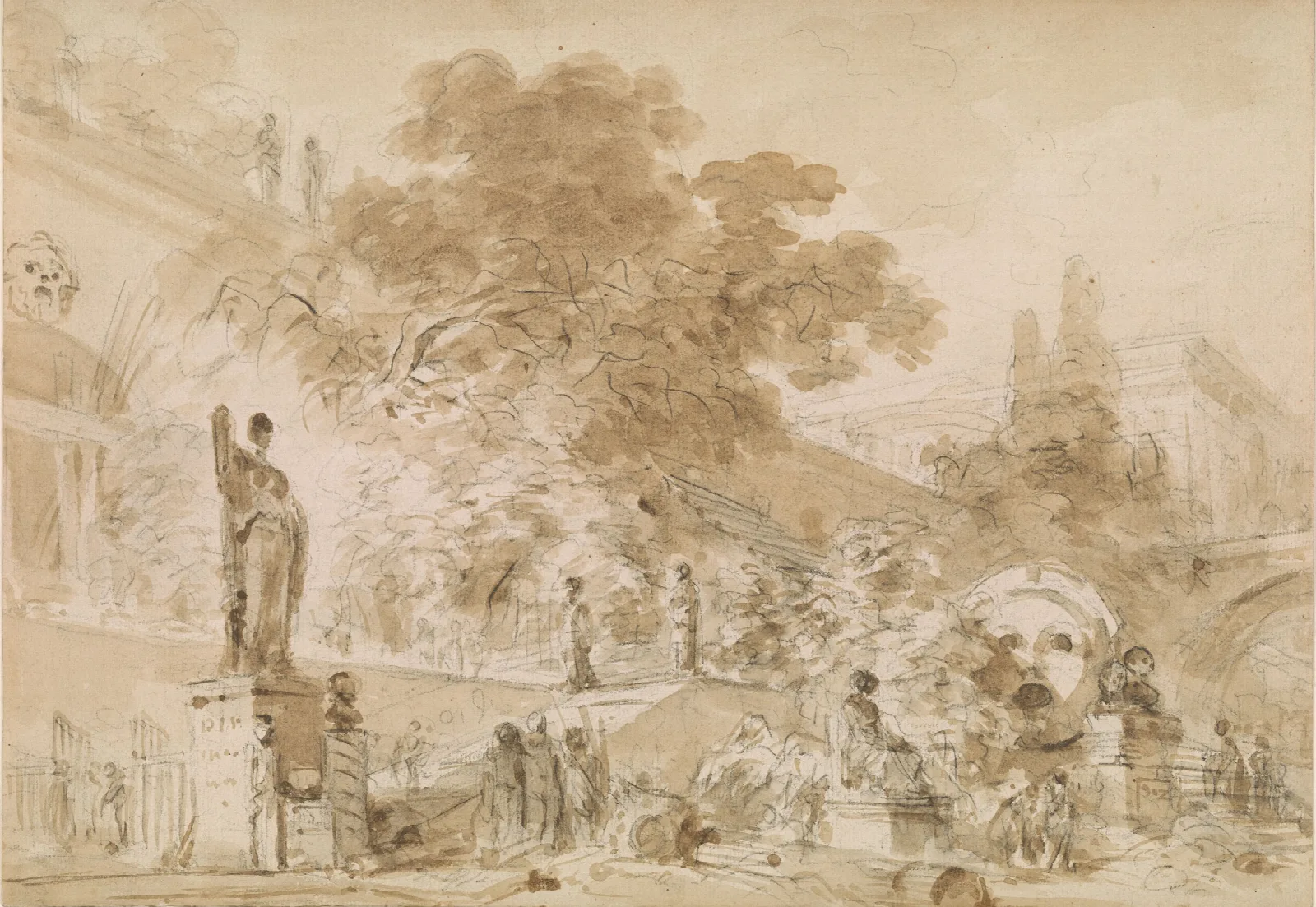 An Imaginary Italian Garden Wall Art by Jean-Honoré Fragonard - Canvas Print