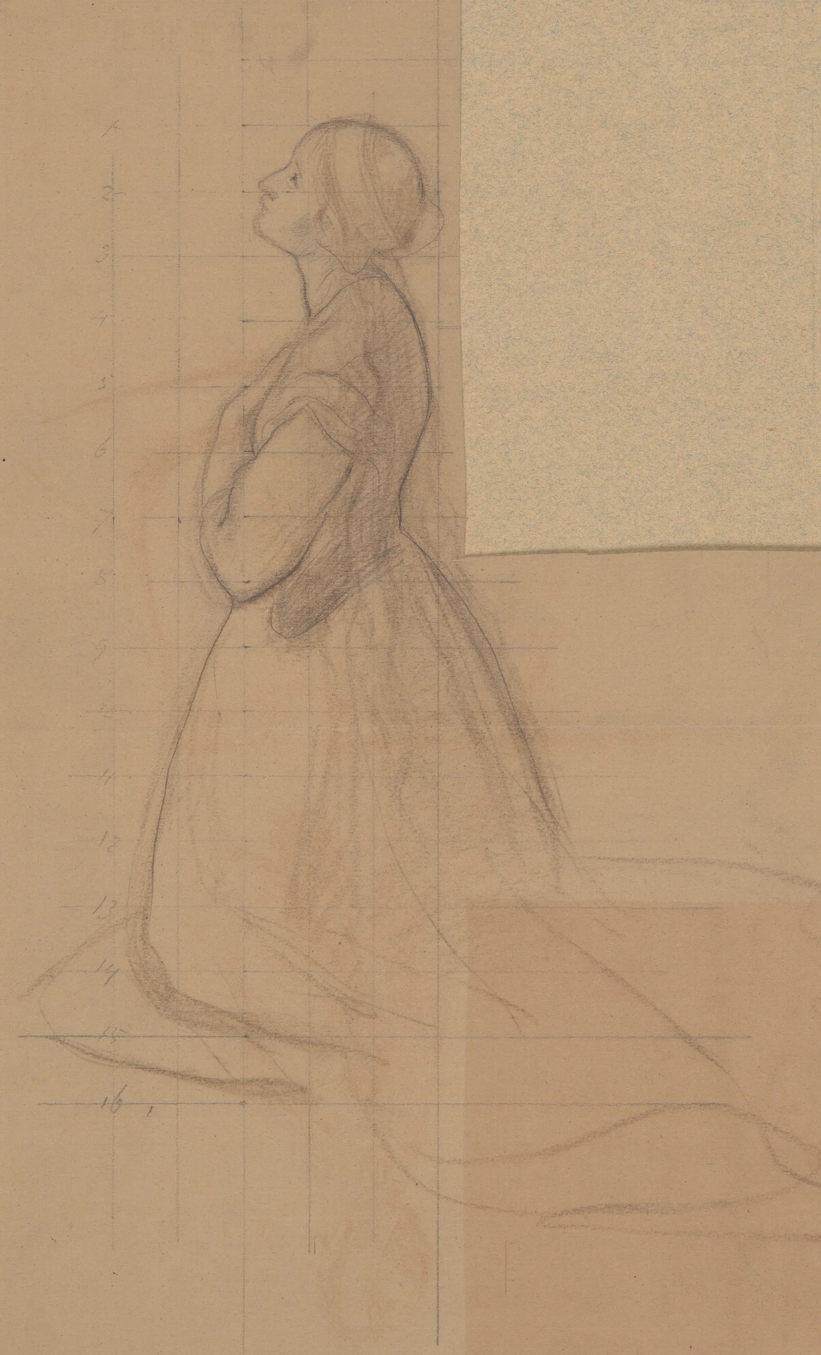 Sketch Of The Queen Figure For The Painting Queen Jadwigas Oath 2 Wall Art by Józef Simmler - Canvas Print