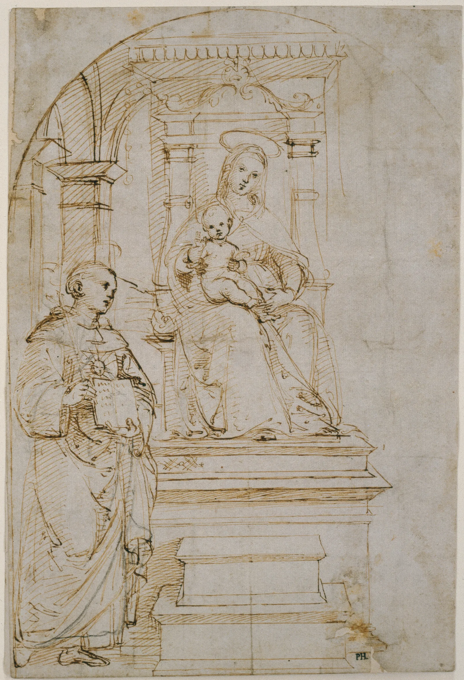 Sketch For An Enthroned Virgin And Child With Saint Nicholas Of Tolentino Wall Art by Raphael - Canvas Print