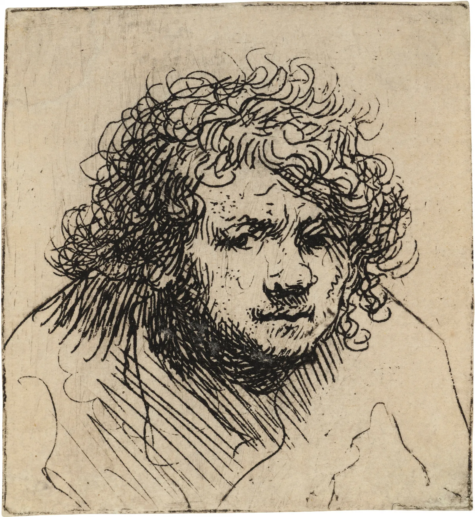 Self Portrait Leaning Forward Bust Wall Art by Rembrandt van Rijn - Canvas Print